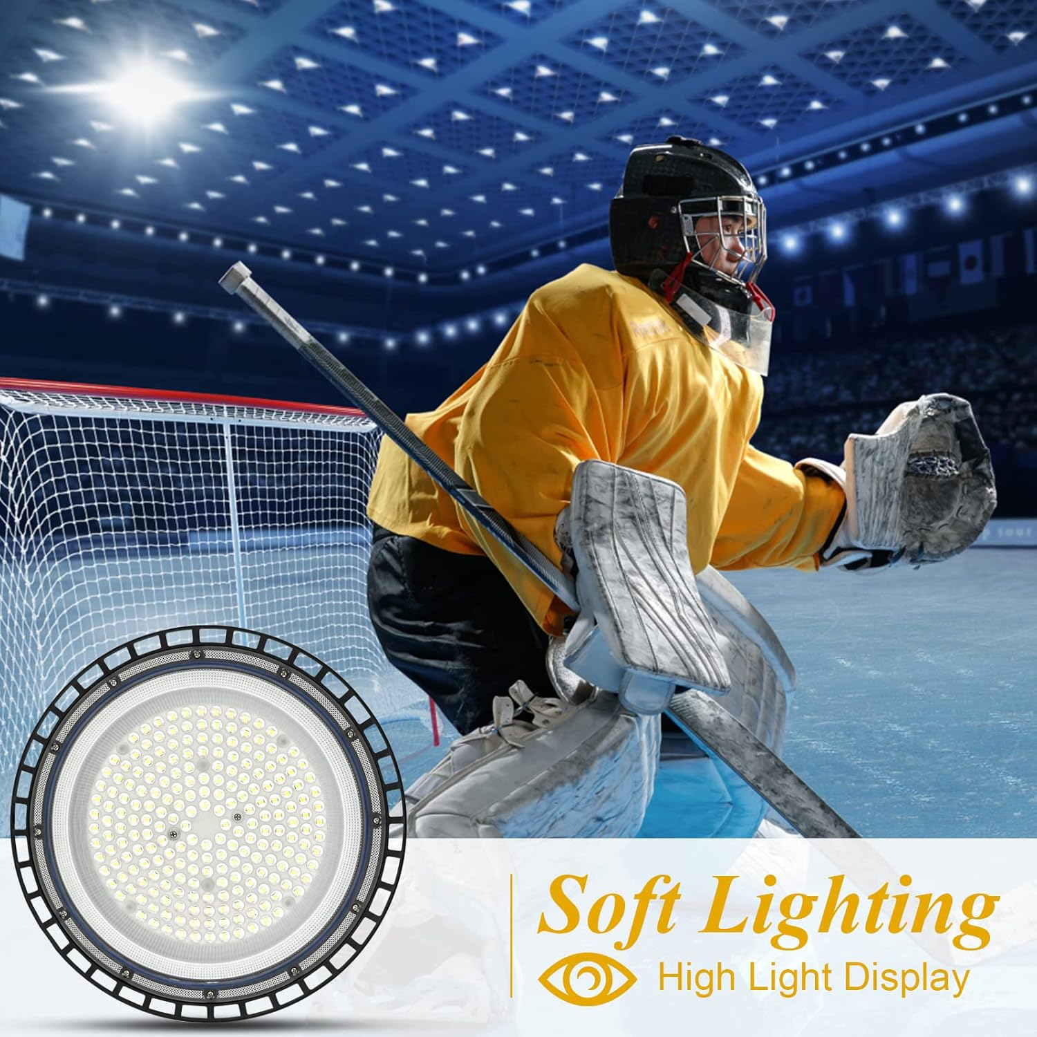 4Pack 100W High Bay LED Shop Light Super Bright 6500K AC220V-240V LED High Bay Light with Cable LED UFO Lights Commercial Lighting Fixture for Warehouse Workshop Garage Factory(Without Plug) image number 1