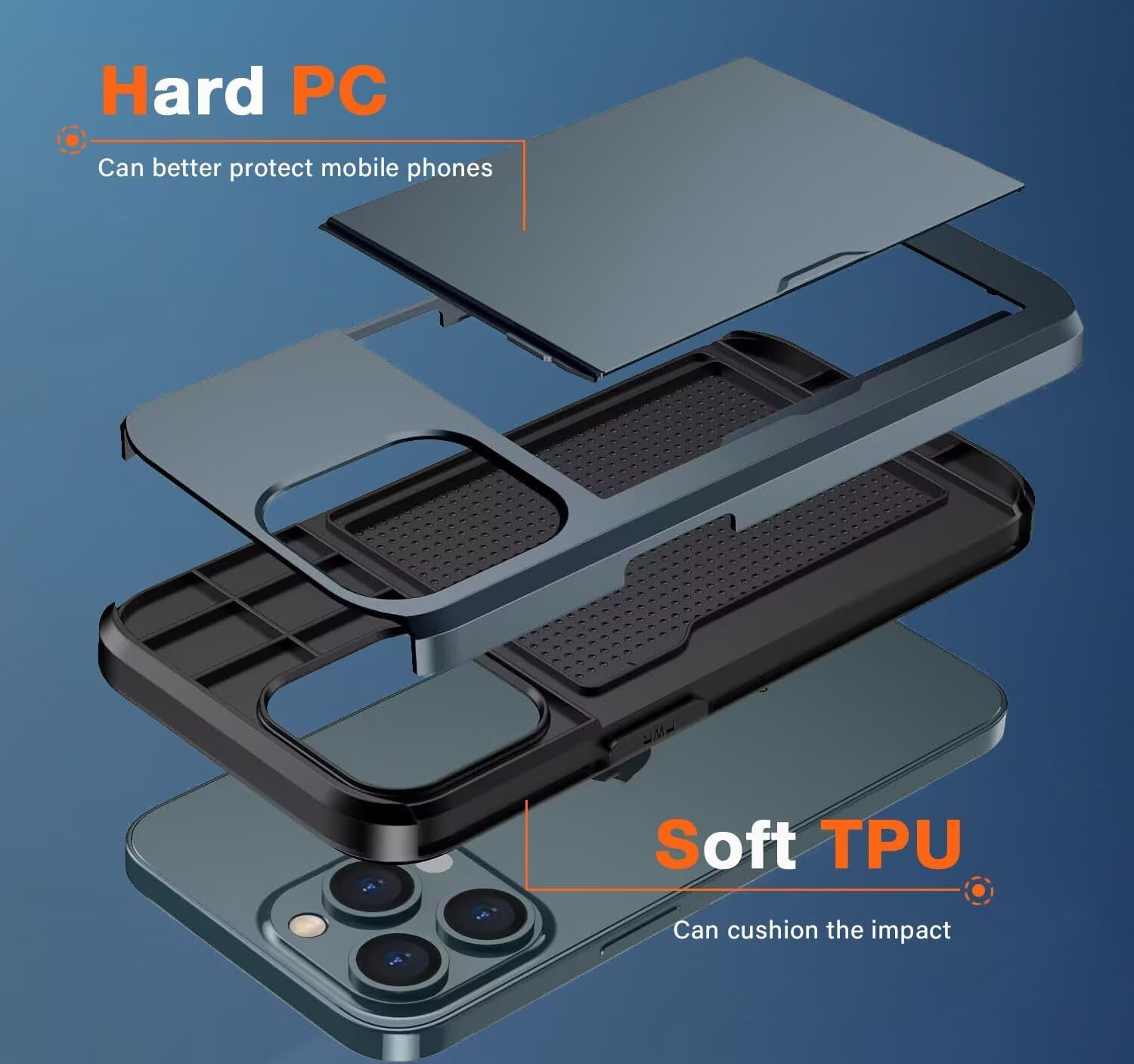 Belzsxy Mobile Phone Case for Samsung Galaxy A17 Case, with Card Slot, Hard PC Shockproof Robust Drop Protection, Outdoor Military Protective Case for Samsung Galaxy A17 (Navy Blue) image number 7