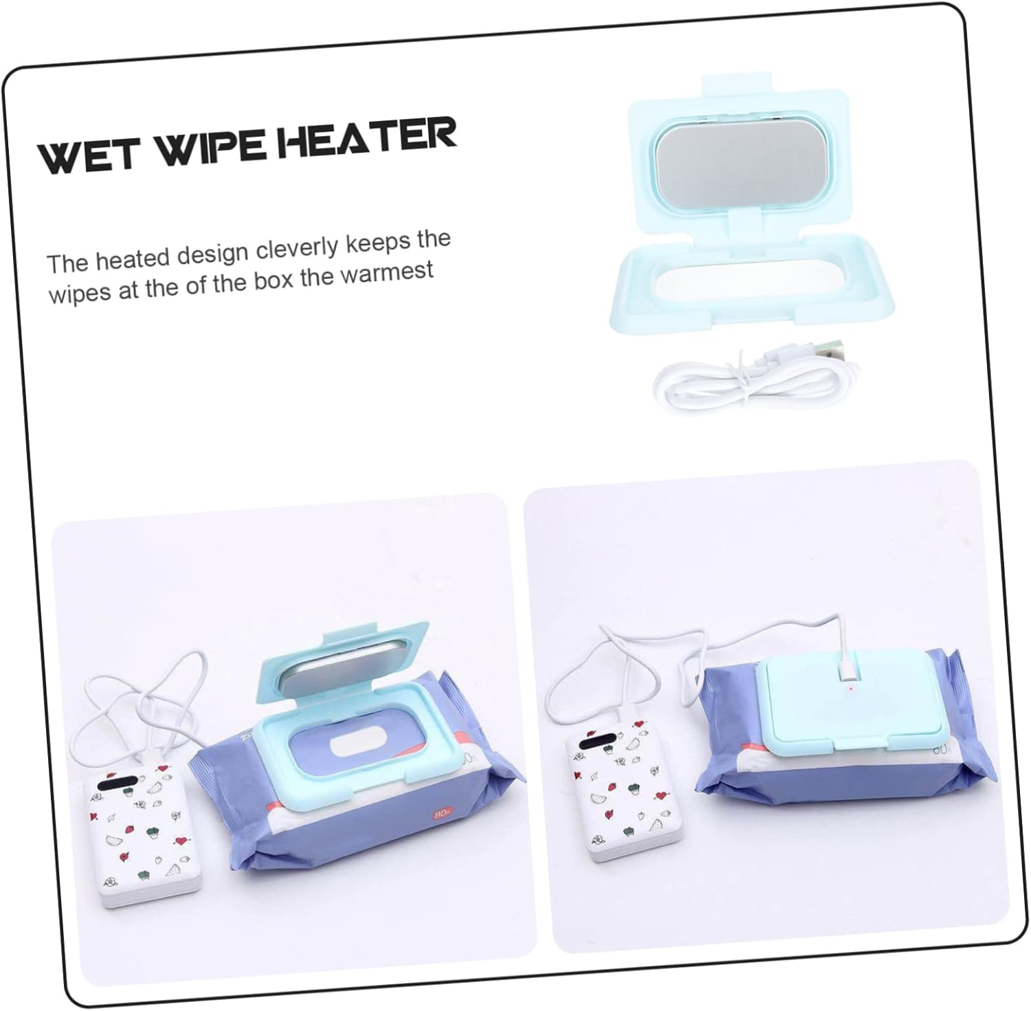 Ibasenice Baby Wipes Warmer Portable Device USB Cable, Pink Soft-Warm Wet Tissue Heater for Infant Care, Temperature Controlled Warmer for Travel and Car Use image number 6