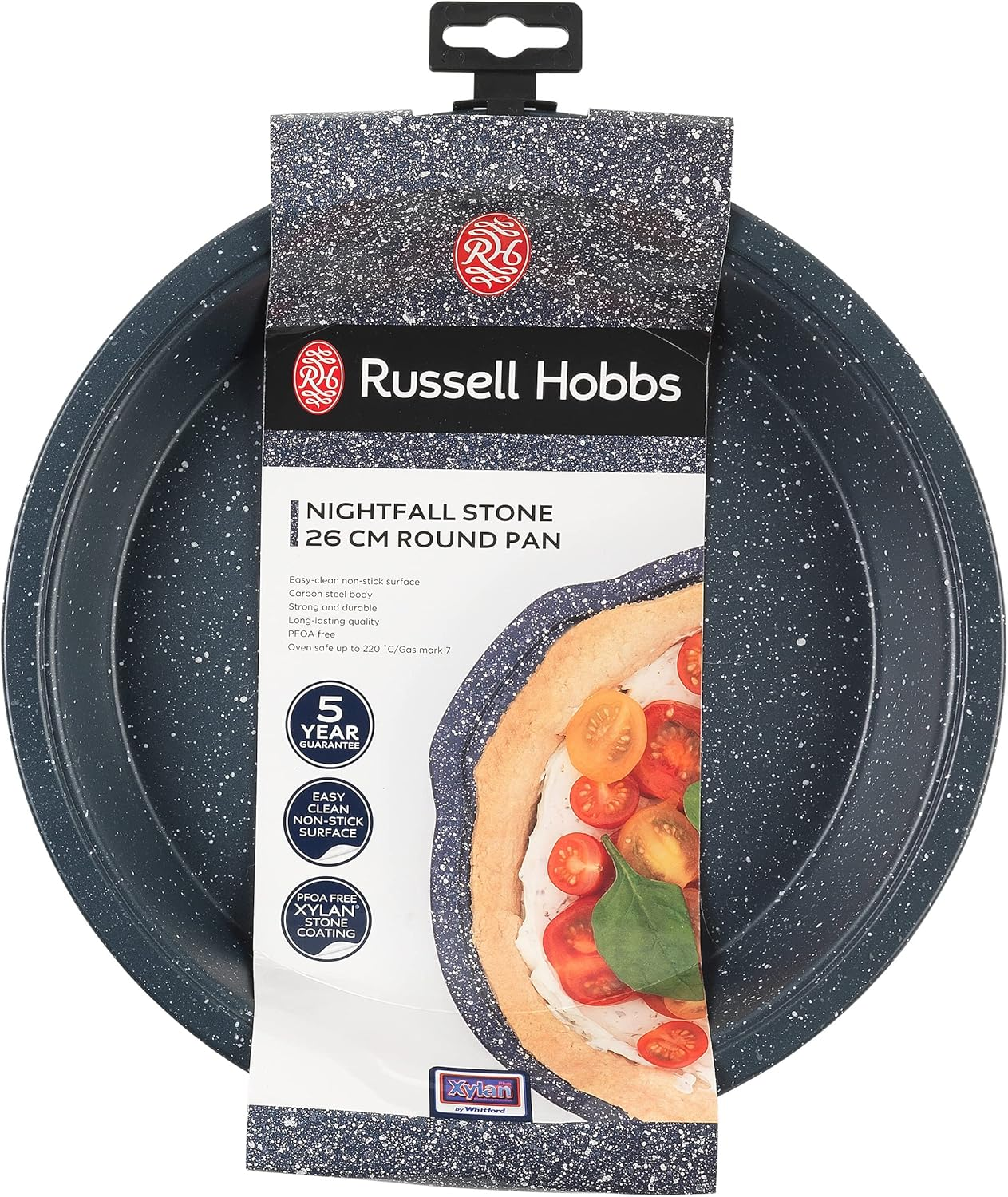 Russell Hobbs RH00995EU Nightfall Stone Cake Tin &ndash; Non-Stick round Baking Tray with Handles, Pfoa-Free Carbon Steel Bakeware, Easy Clean 10-Inch Cheesecake Pan, Straight Sided, Fixed Base, 26 Cm, Blue image number 6