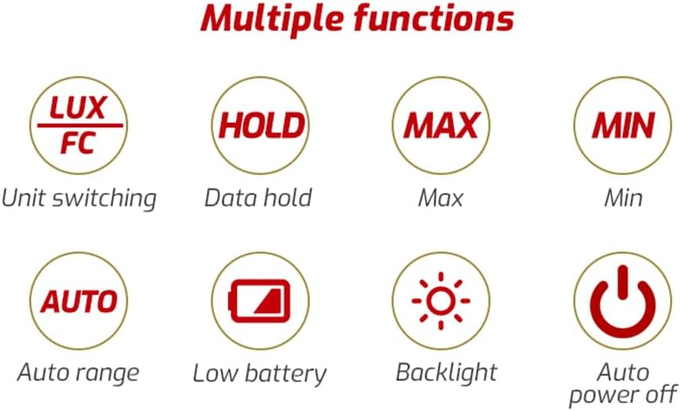 Digital Light Meter Illuminance Lux Meter with Reco Function LCD Display 0~200,000 Measurement Range Flexible Sensor Light Tester for Photography Plants Indoor Outdoor-Gtrh image number 3