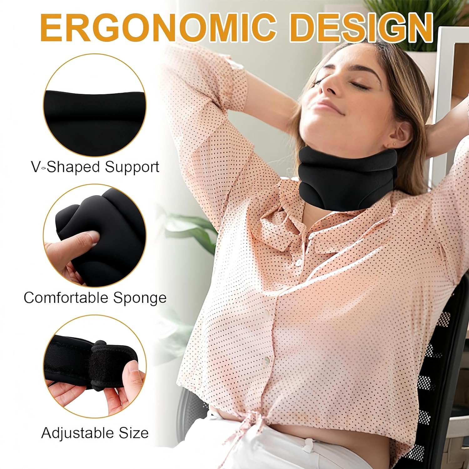 Neck Brace Collars Stretcher Adjustable Neck Support for Snoring Cervical Neck Travel Pillow Sleep Aid image number 6