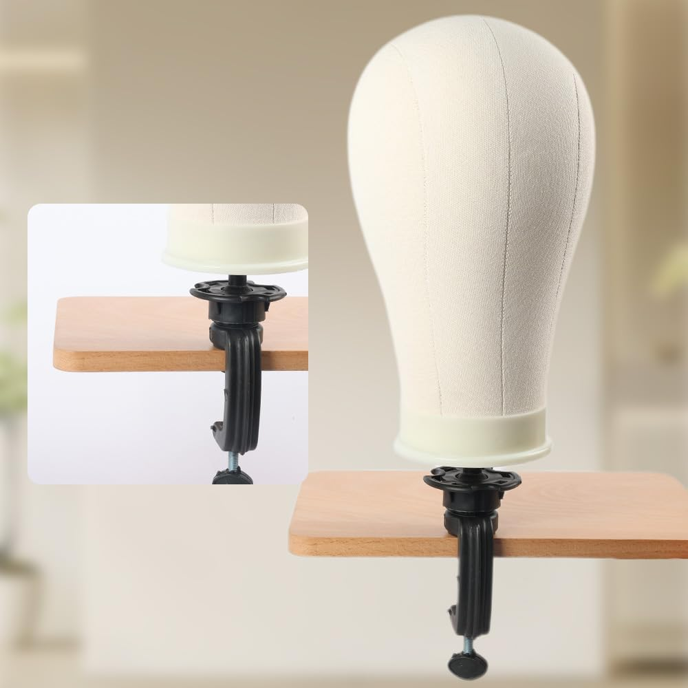 22 Inch Canvas Block Mannequin Head Wig Display Styling Witht-Pins Wig Mannequin Head Stand image number 4