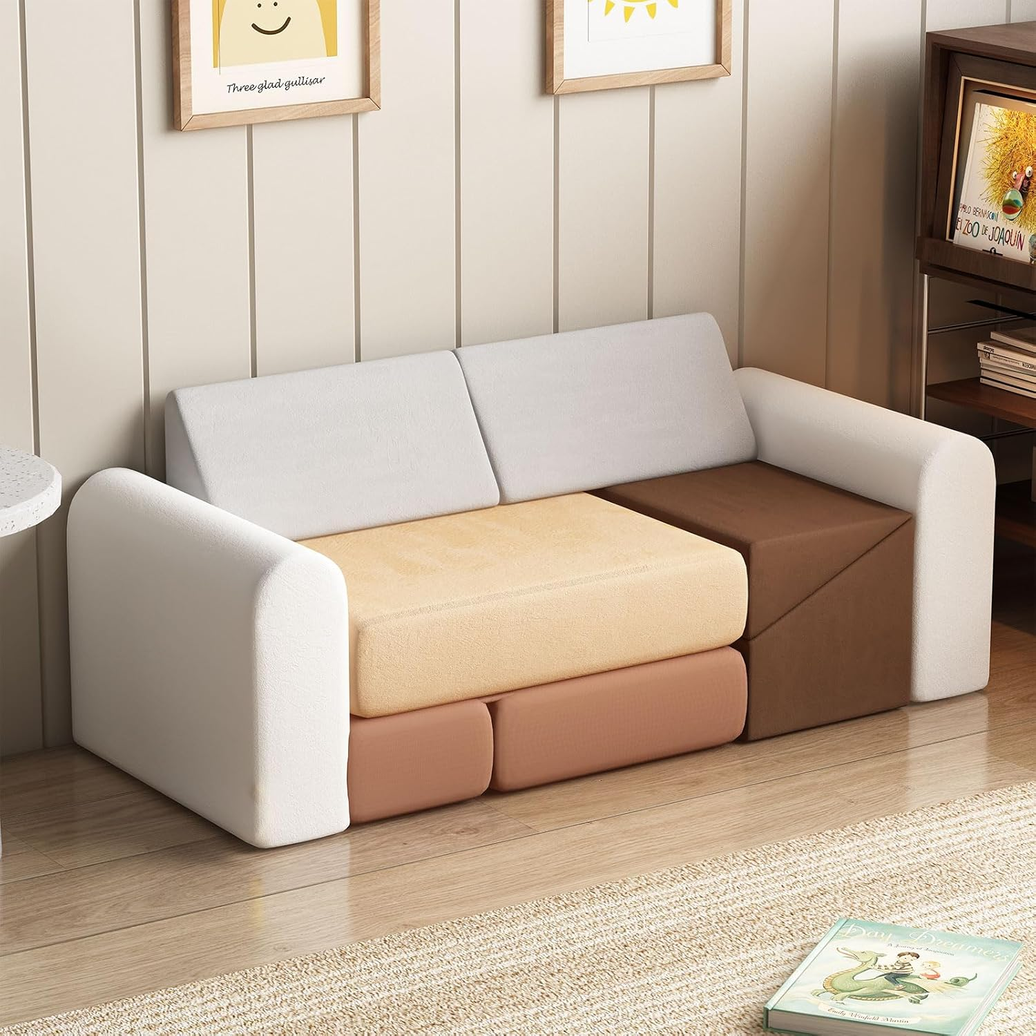 Banasuper 7-Piece Kids Climbing Foam Blocks Playset - Foldable Convertible Climber into Sofa & Play Couch for Toddlers - Soft Climbing Foam Toys for Creative Boys & Girls image number 6