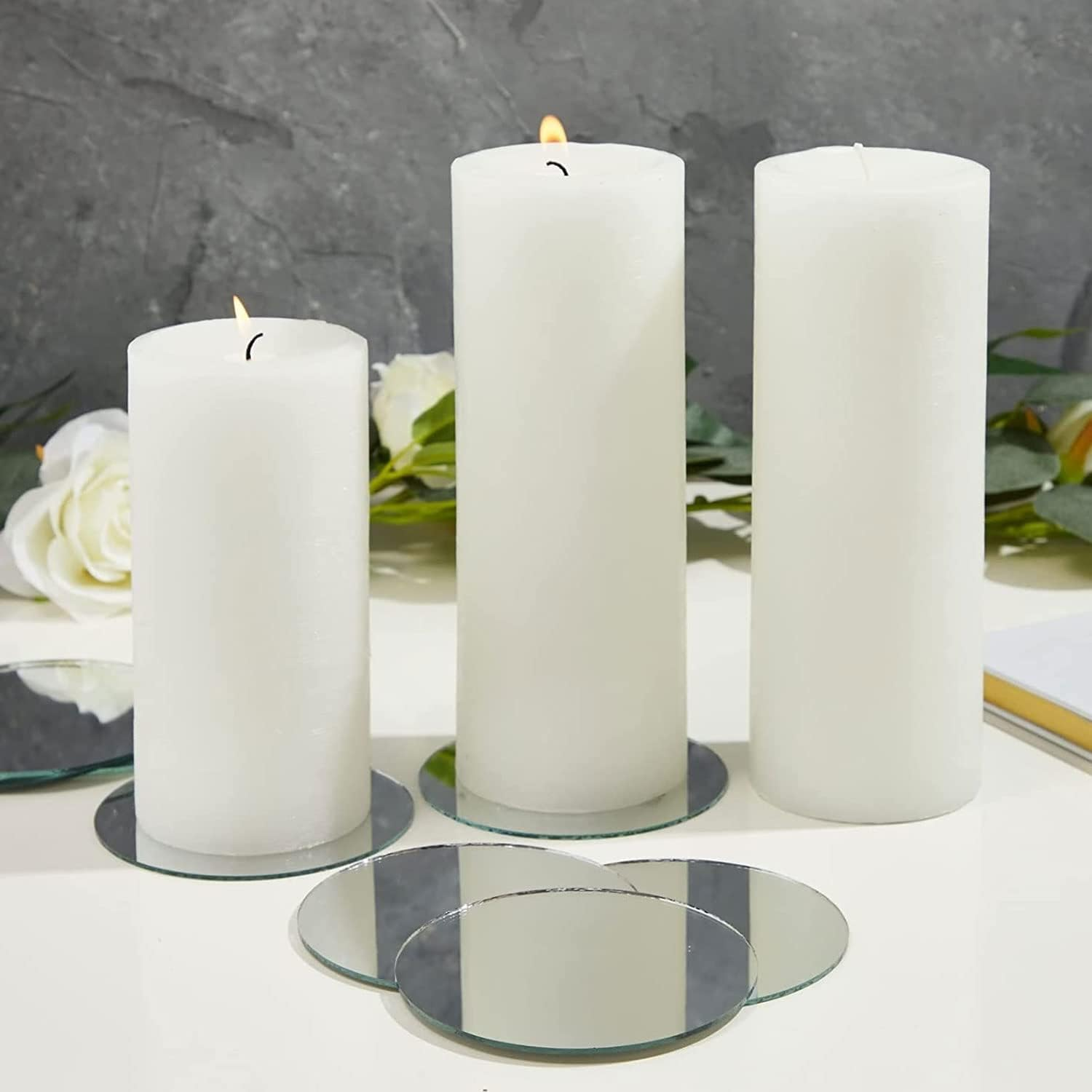 QEEYON 20Pcs Mini Acrylic Mirror Tiles, 3 Inch Self Adhesive round Mirror Stickers Mosaic Tiles, Small Decorative Mosaic Mirror Sheets Circles for DIY Crafts, Wall Decor, Jewelry Making image number 4