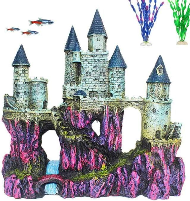 NUZAMAS Castle Aquarium Decoration Aquarium Rock Fish Tank Driftwood Castle Cave Hideouts House for Fish Tank Ornaments Home Fish Tank Decor Supplies image number 2