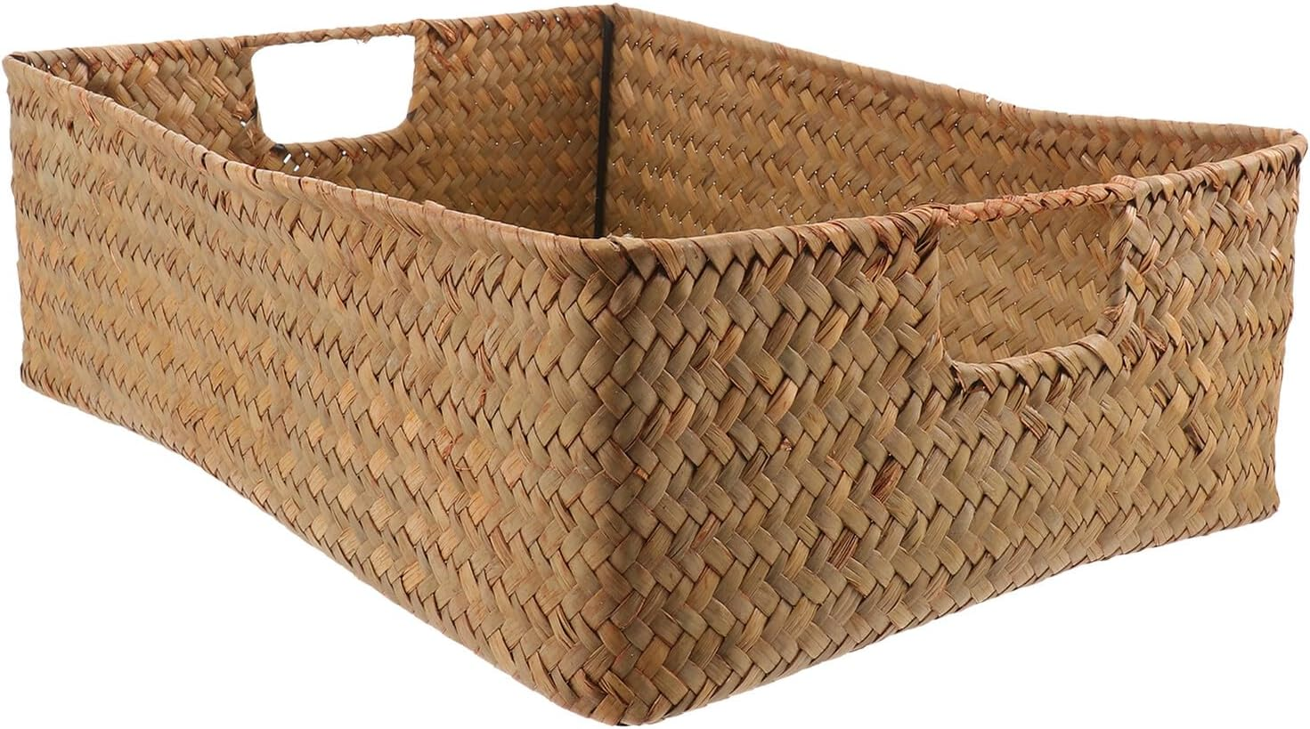 Toyvian Rectangular Storage Basket Wicker Shallow Storage Basket Home Yellow image number 6