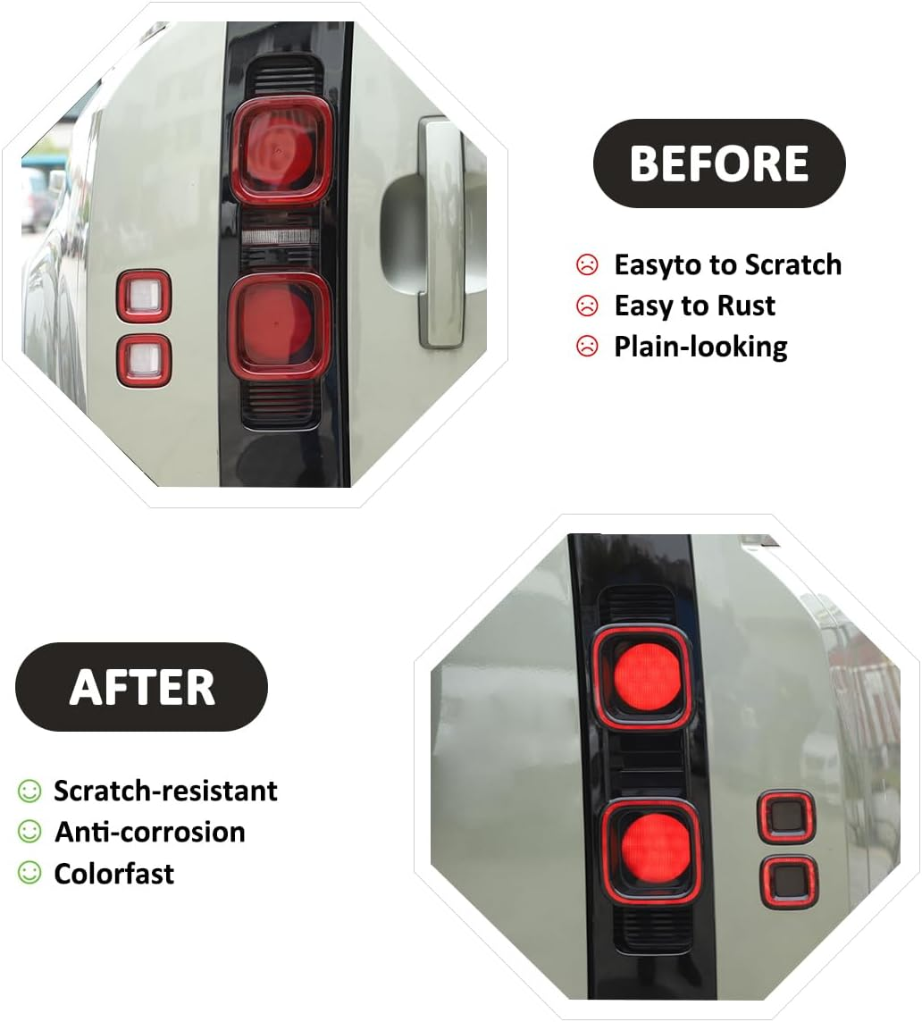 YIWANG ABS Black Car Exterior Taillight Protection Cover Accessories for Land Rover Defender 90 110 2020-2022 (Style A+) - Style A+ image number 3