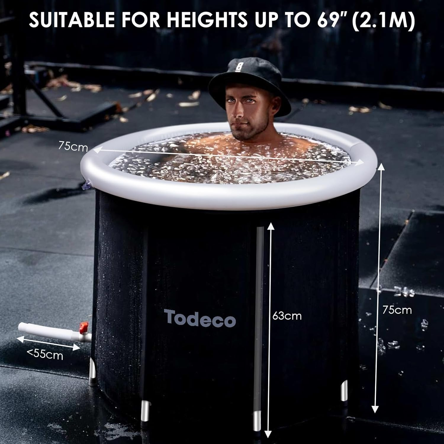 Todeco Ice Bath Tub, Portable Ice Plunge Bath Tub for Athletes,Folding Bathtub Inflatable Cold Therapy Hot Tub Spa Bucket for Adults, Indoor or Outdoor,Large Size image number 2