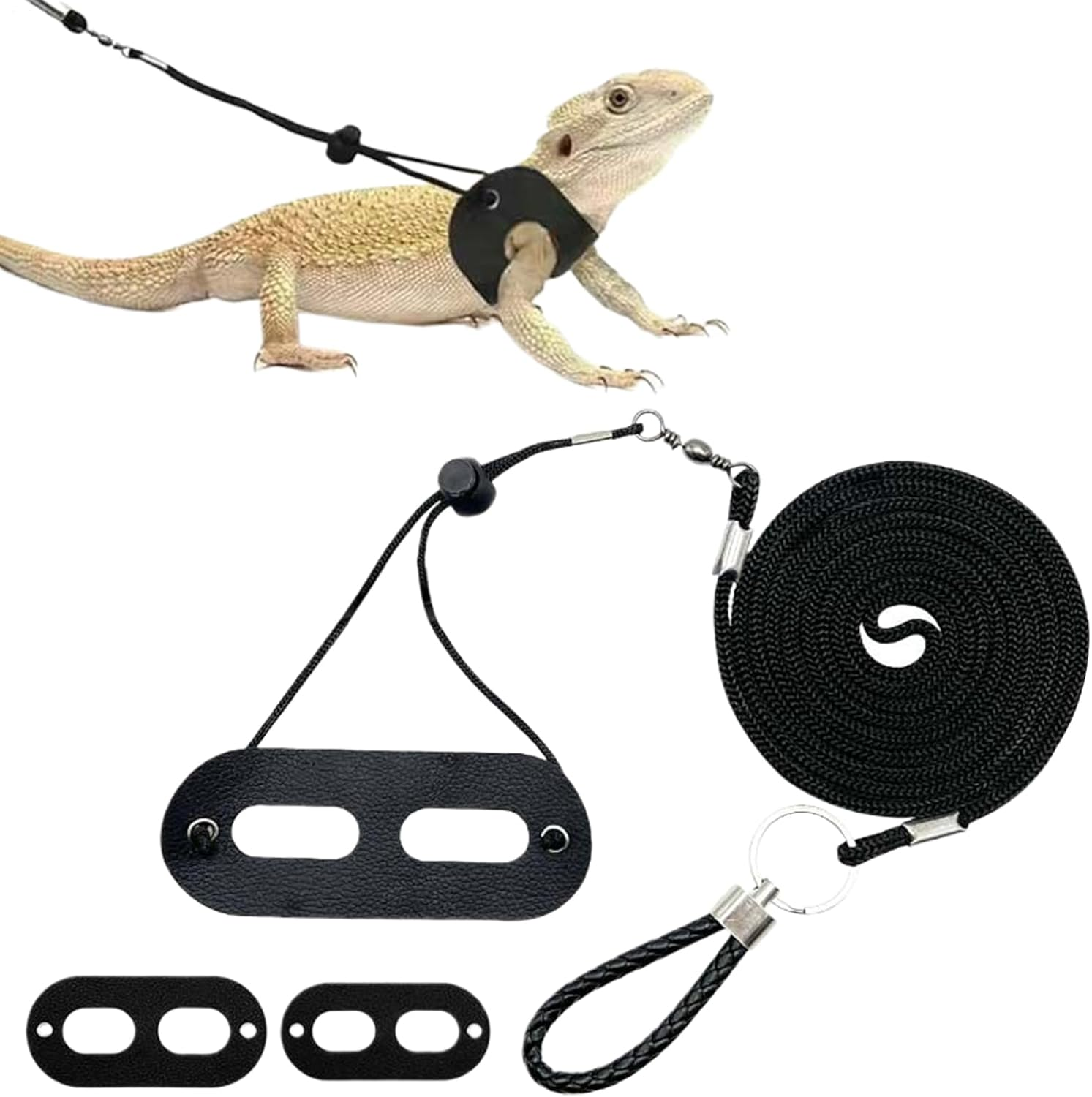 Bearded Dragon Harness | Bearded Dragon Cord and Harness Set | Adjustable Traction Accessories for Reptile Small Pets Turtle Hamster Travel Animal Escape Proof Walking Training