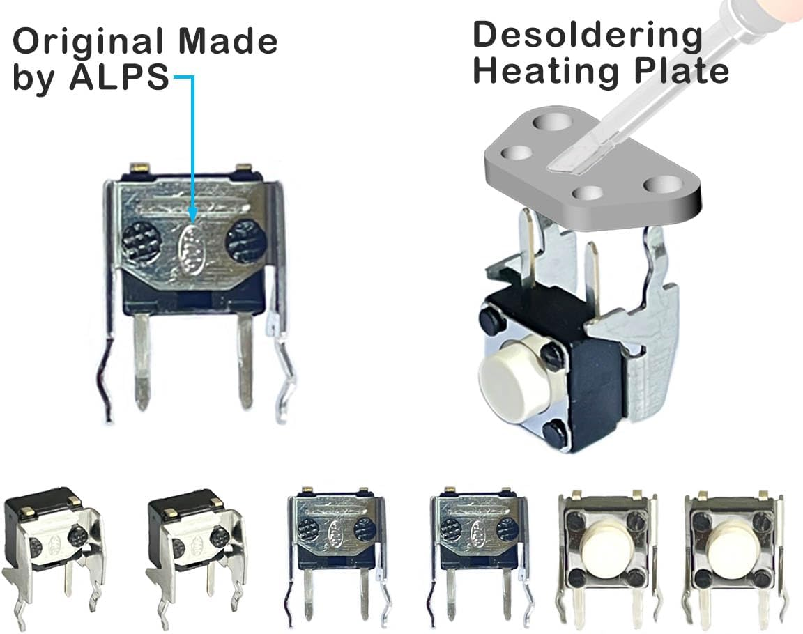 Elecgear 8Pcs Tactile Switch + Desoldering Heating Plate for Xbox One, Series S/X, Elite Controllers and Electronics Devices, Replacement LB RB Bumper Button and Special Desolder Repair Tools Incl. image number 2