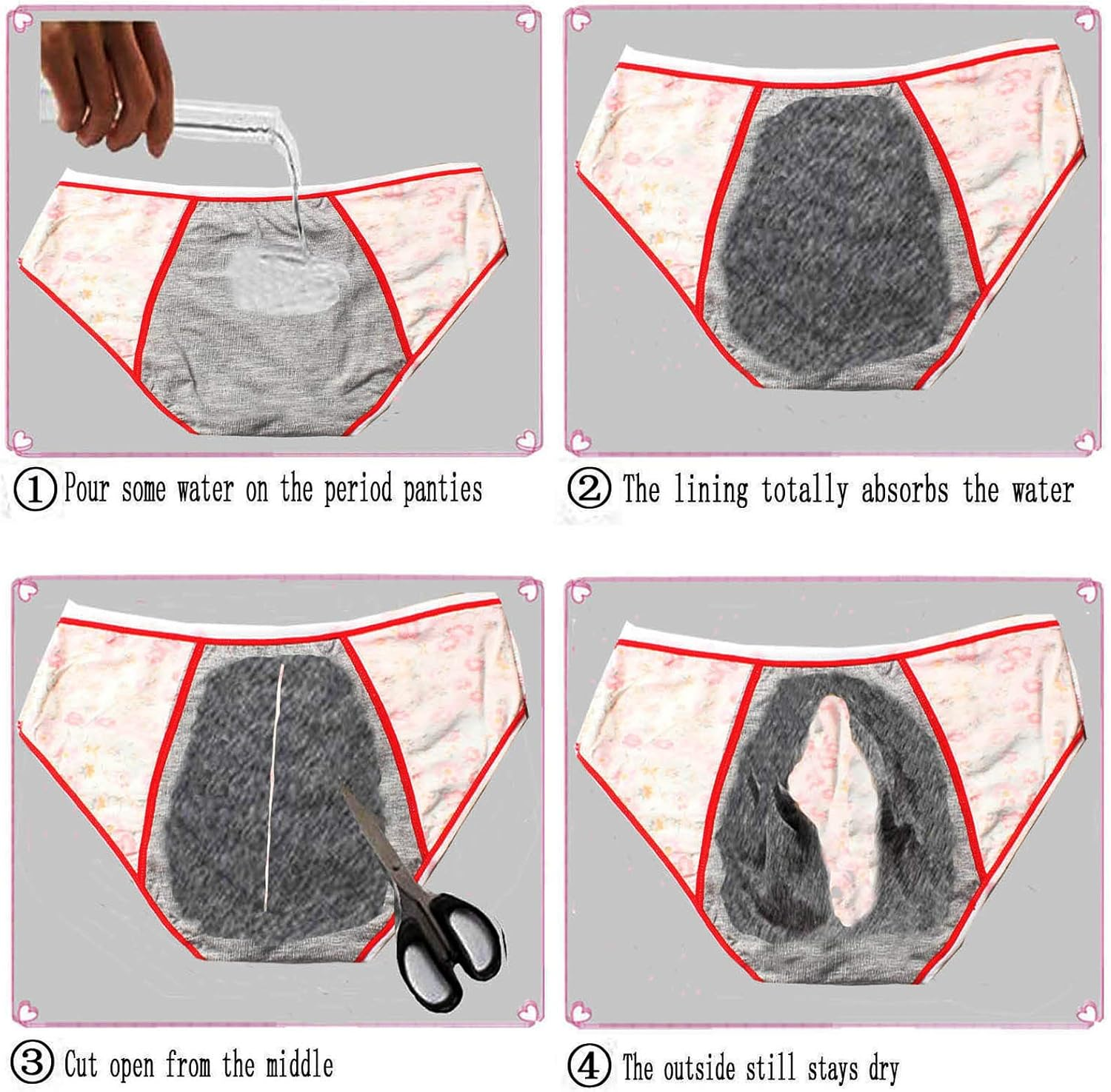 Teen Menstrual Period Underwear Girls Leakproof Protective Period Panties Women First Period Starter Kit Briefs image number 3