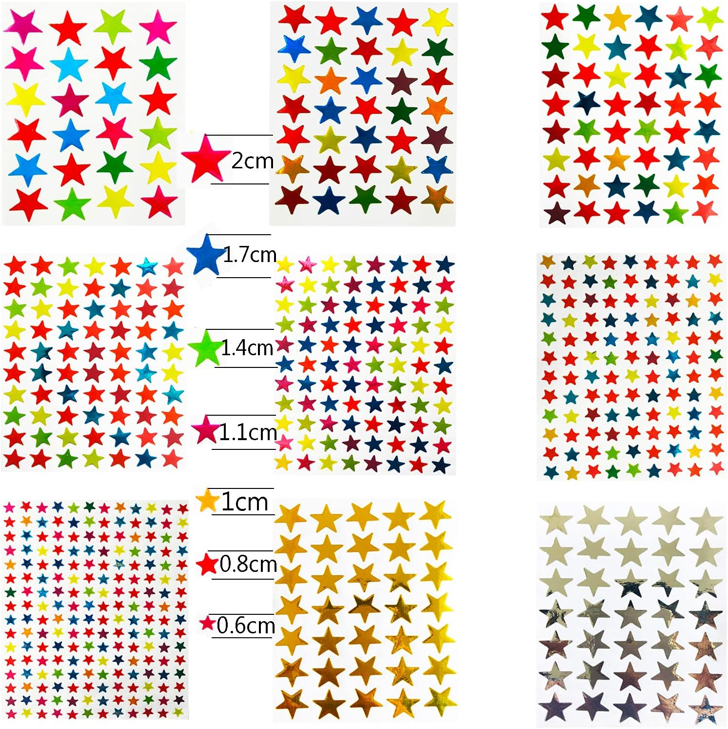 Kenkio 8270 Count Colorful Star Stickers Self-Adhesive Stickers Stars Labels image number 3
