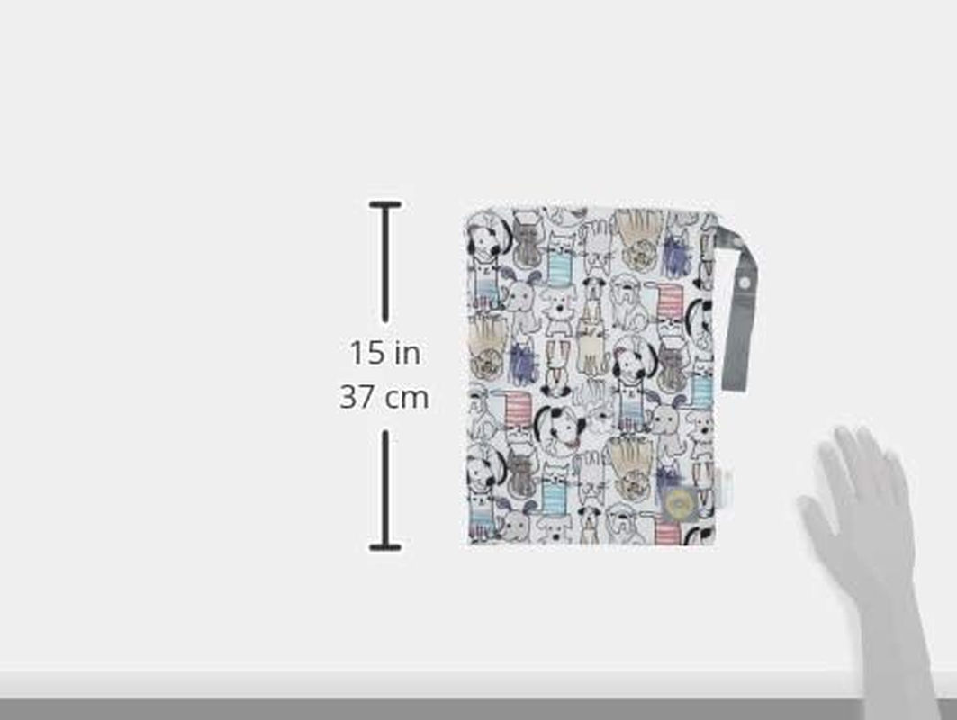 Itzy Ritzy Sealed Wet Bag with Adjustable Handle &ndash; Washable and Reusable Wet Bag with Water Resistant Lining Ideal for Swimwear, Diapers, Gym Clothes & Toiletries; Measures 11&rdquo; X 14&rdquo;, Cats & Dogs image number 3