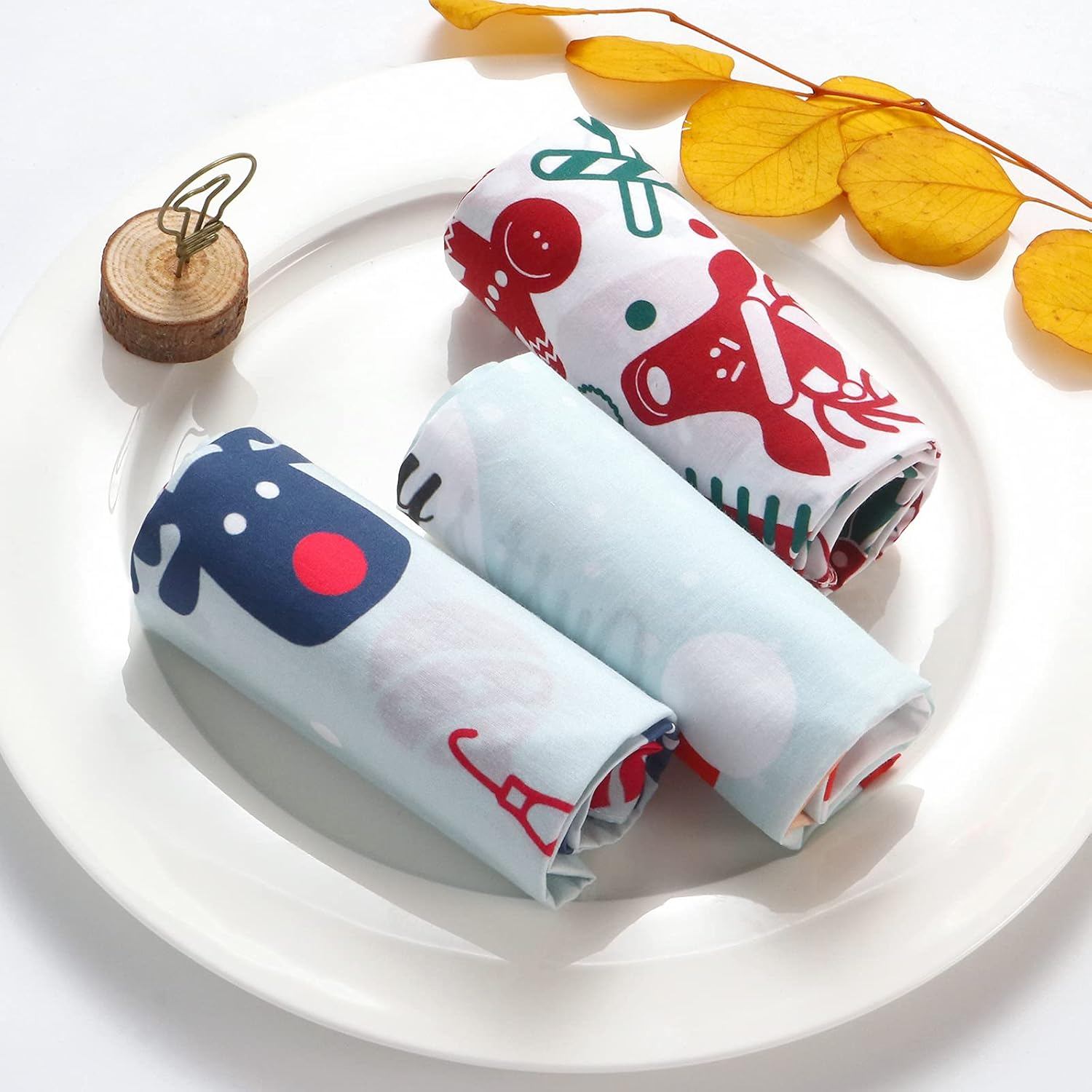 HOULIFE Christmas Handkerchief &ndash; Handkerchiefs for Ladies Cotton, 100% 60S Combed Cotton Xmas Santa Claus Moose Trees Sock Gingerbread Man Hankies Gift Set for Women Men Kids, 3/6 Pieces, 40X40Cm - 6, Just Say Homerry-Xmas image number 6