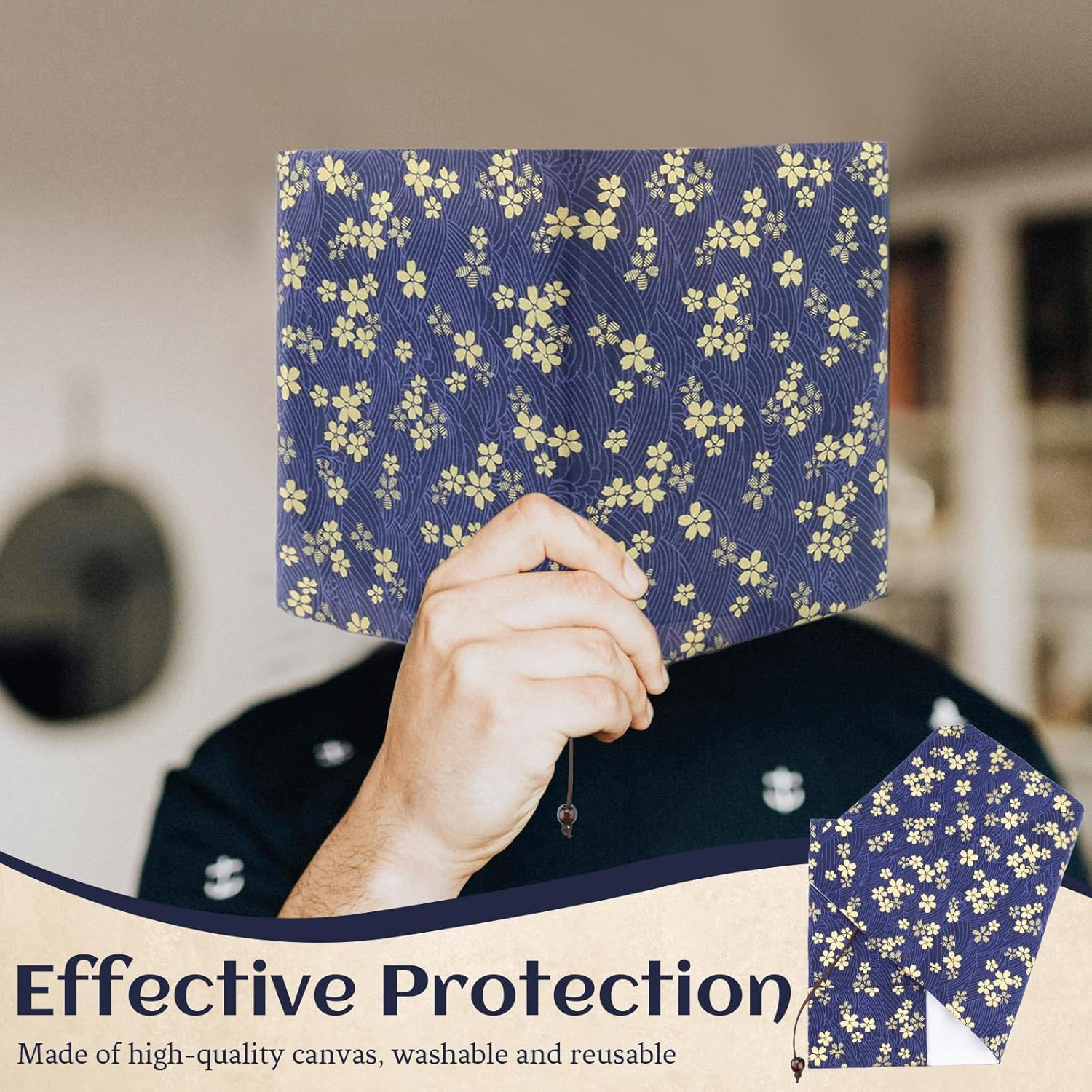 A5 Size Paperback Book Cover Protector, Adjustable Canvas Book Sleeve for Reading Lovers, Floral Print Soft Cloth Notebook Cover for Hardcover Bible Journal Textbook (Style A, A5) image number 6