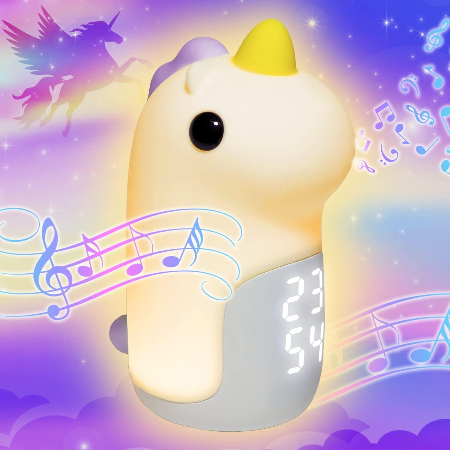 Bear Night Light, Cute Kids Alarm Clock, Soft Bpa-Free Silicone Portable Nursery Lamp, Children USB Rechargeable Nightlight for Girls Boys Toddler Birthday Gifts Bedroom Room Decor