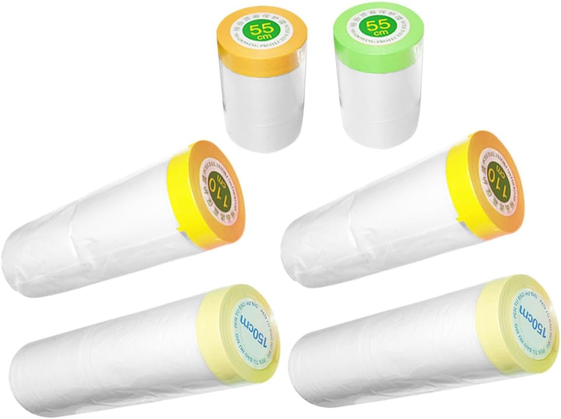 HOMSFOU 6 Rolls Masking Paper Protective Film 55Cm-1.5M X 25M Weak Adhesive Dustproof Masking Film for Automotive Painting and Furniture Renovation image number 6