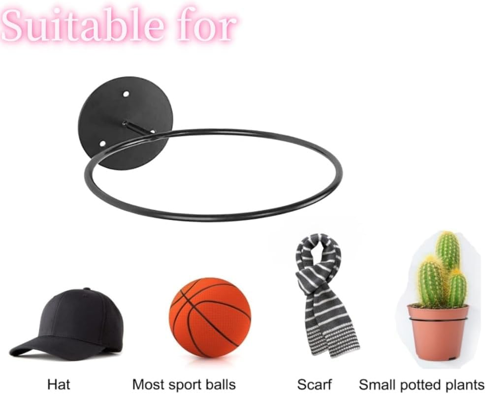 4 Pack Metal Ball Holder Wall Mount - Universal Basketball Football Rugby Display Rack, Sports Room & Boy'S Room Organizer for Ball Storage Accessories image number 1