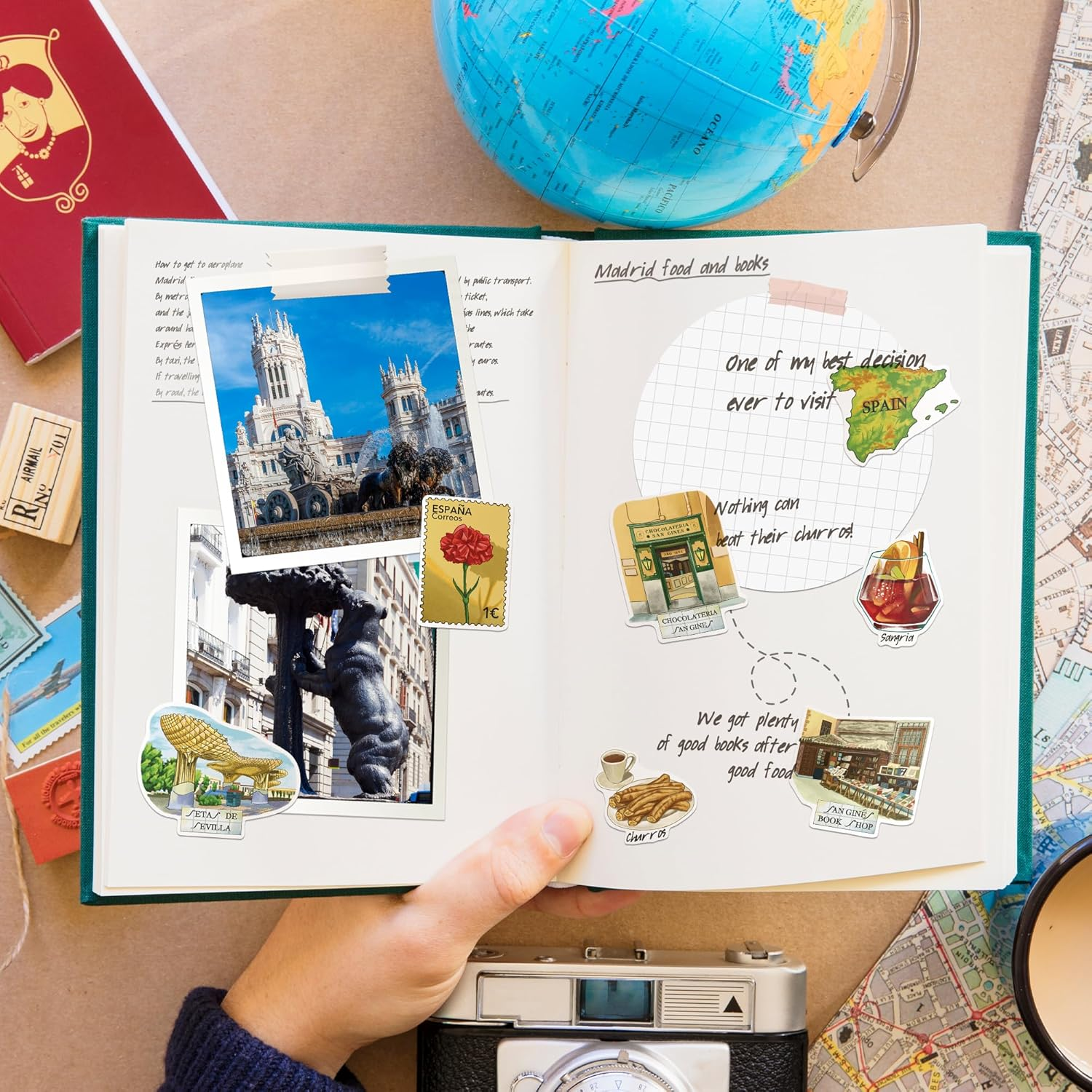 Navy Peony Central-Southern Spain Travel Stickers (28Pcs) &mdash; Madrid, Seville Decals for Scrapbooks image number 5