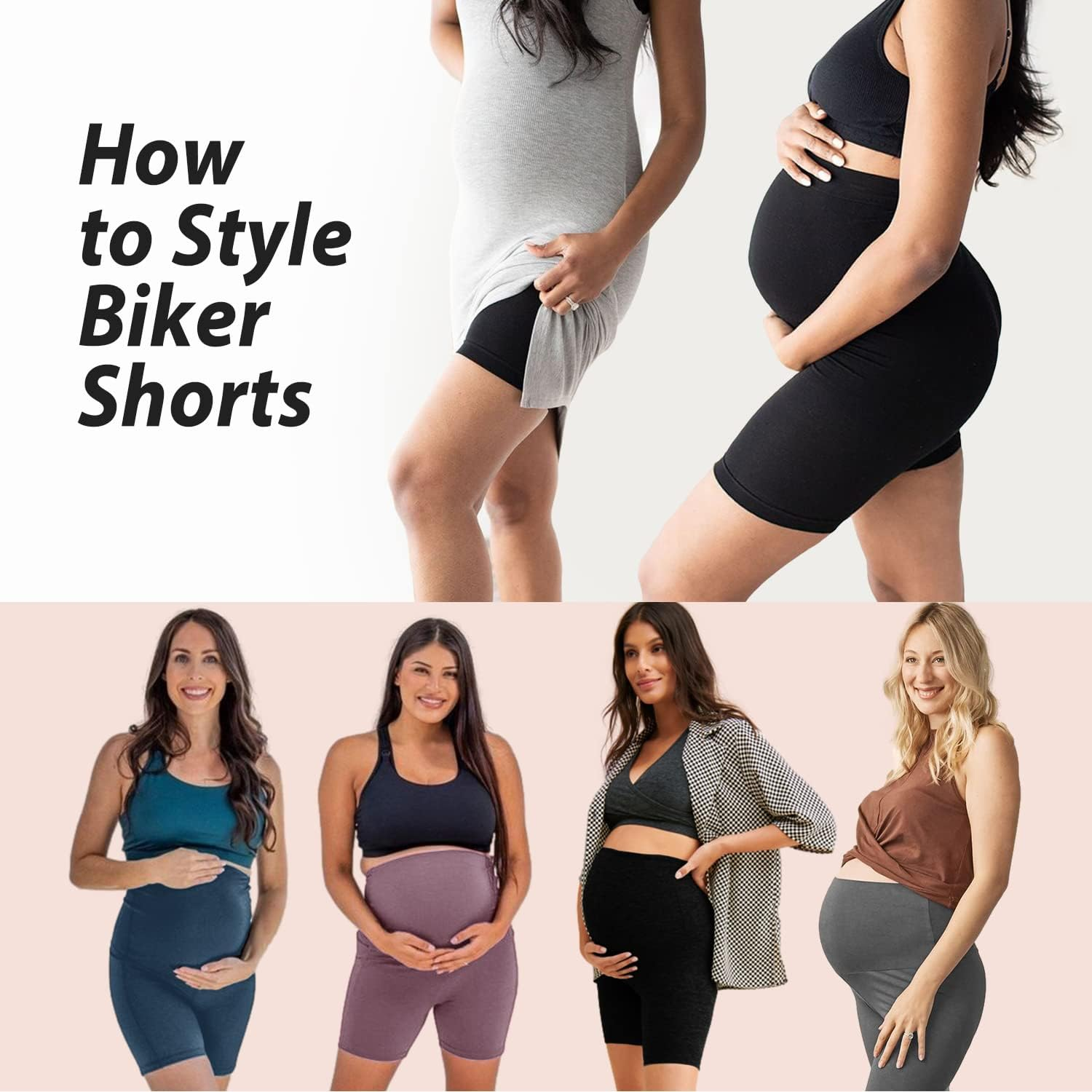 Hi Clasmix Maternity Shorts over Belly Active Workout Summer Yoga Athletic Pregnancy Adjustable Belt Biker Shorts Pants(3 Pack Black+Grey+Navy,X-Large) image number 4