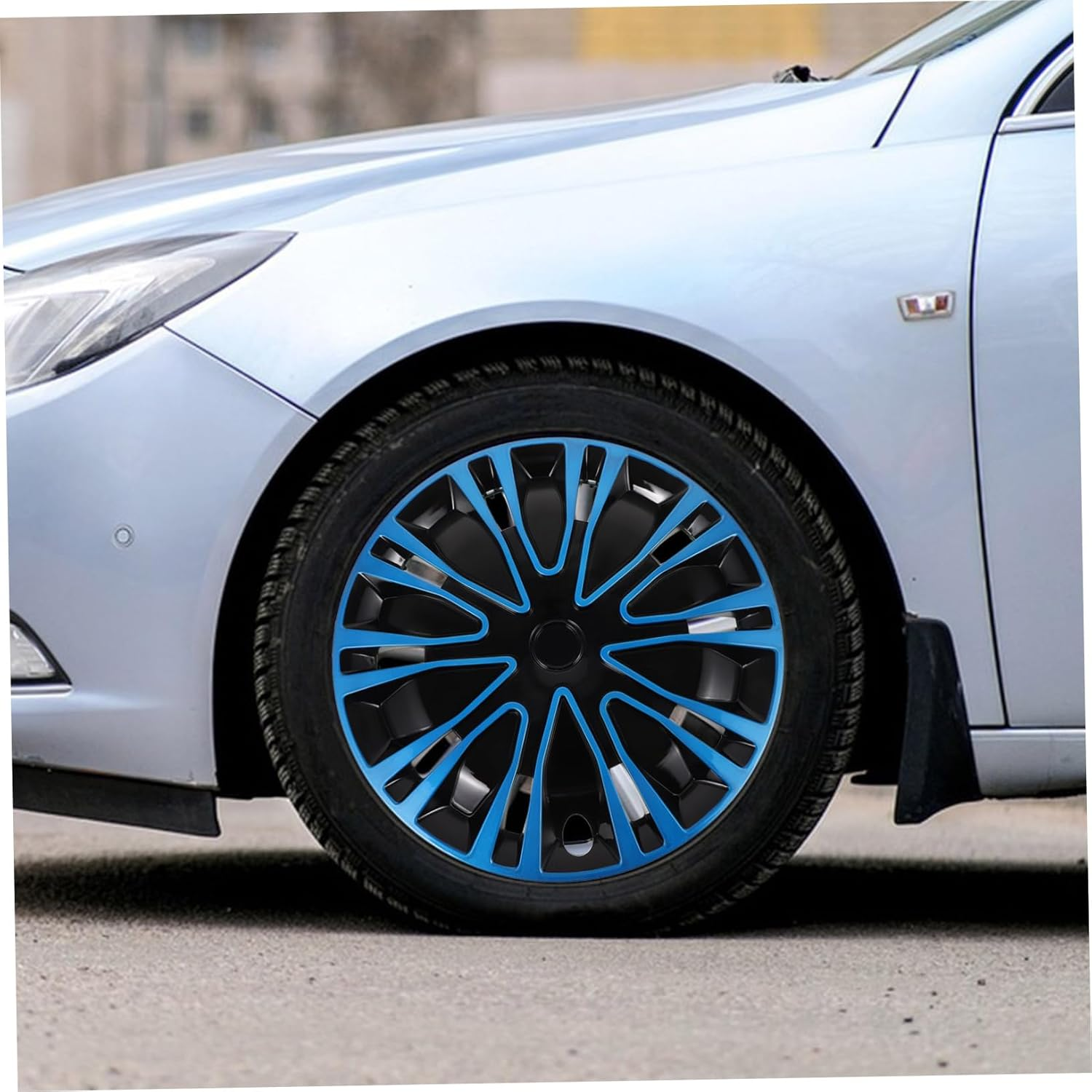 TINEASUR 15-Inch Automotive Hub Caps and Wheel Rim Covers, Blue-Black Decorative Hub Covers, Universal Fit for Cars, Vehicle Exterior Accessories image number 4