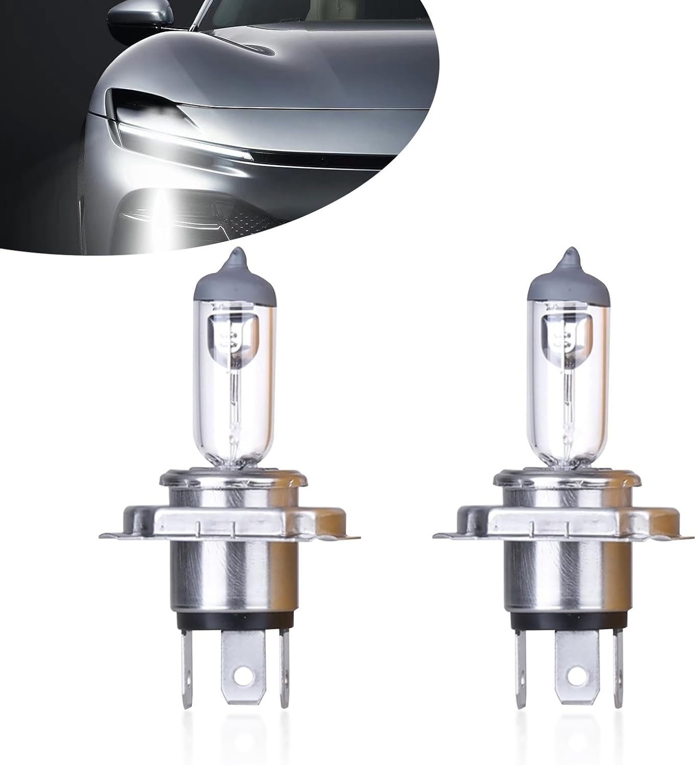 UGSHY 2 PCS H11 Automotive Halogen Bulb, 12V 55W 60,000 Hours Service Life High-Transmission Quartz Glass High Low Beam, Lighting Replacement Accessories, Compatible with Most Car Models (White)