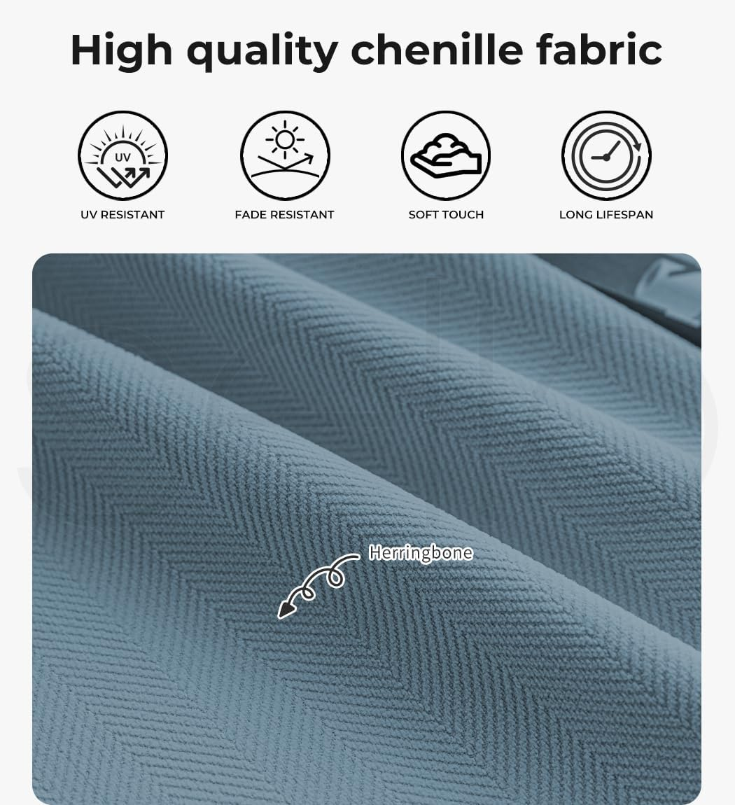 Marlow 2 Panels Blockout Curtains Chenille Window Blackout Draperies Eyelet Day Bedroom Living Room Thermal 240Cmx250Cm (Haze Blue) image number 6