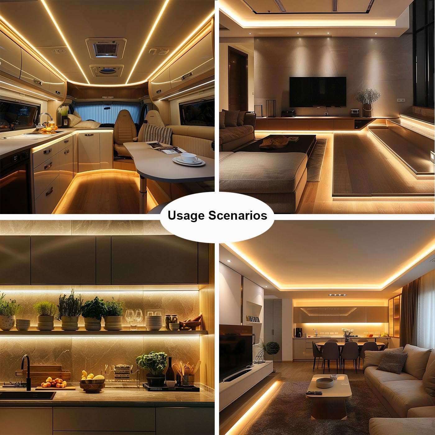 TOPAI COB LED Strip 12 V Warm White Outdoor Waterproof IP65, 5 M LED Strip 3000 K Self-Adhesive, Cuttable, CRI>90, 480Leds/M High Density, Width 8 Mm, for Kitchen, Cabinet, Home Decoration