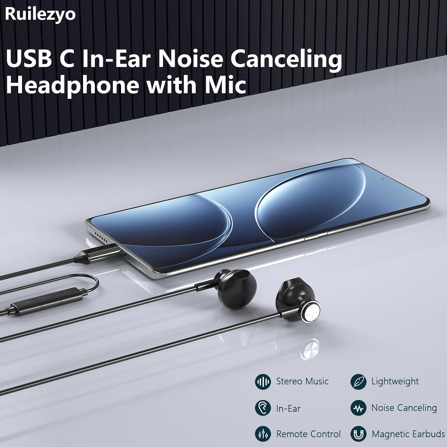 USB C Headphones for Samsung Galaxy A56 A55 A36 A26 A17 A16 A06 A54 A35 A34 S25 S24 S23 S22 S21 Ultra 5G, In-Ear Headset with Microphone for Iphone 17 16 15 Ipad Pro Airpods Pixel 7 8 9 9A image number 1