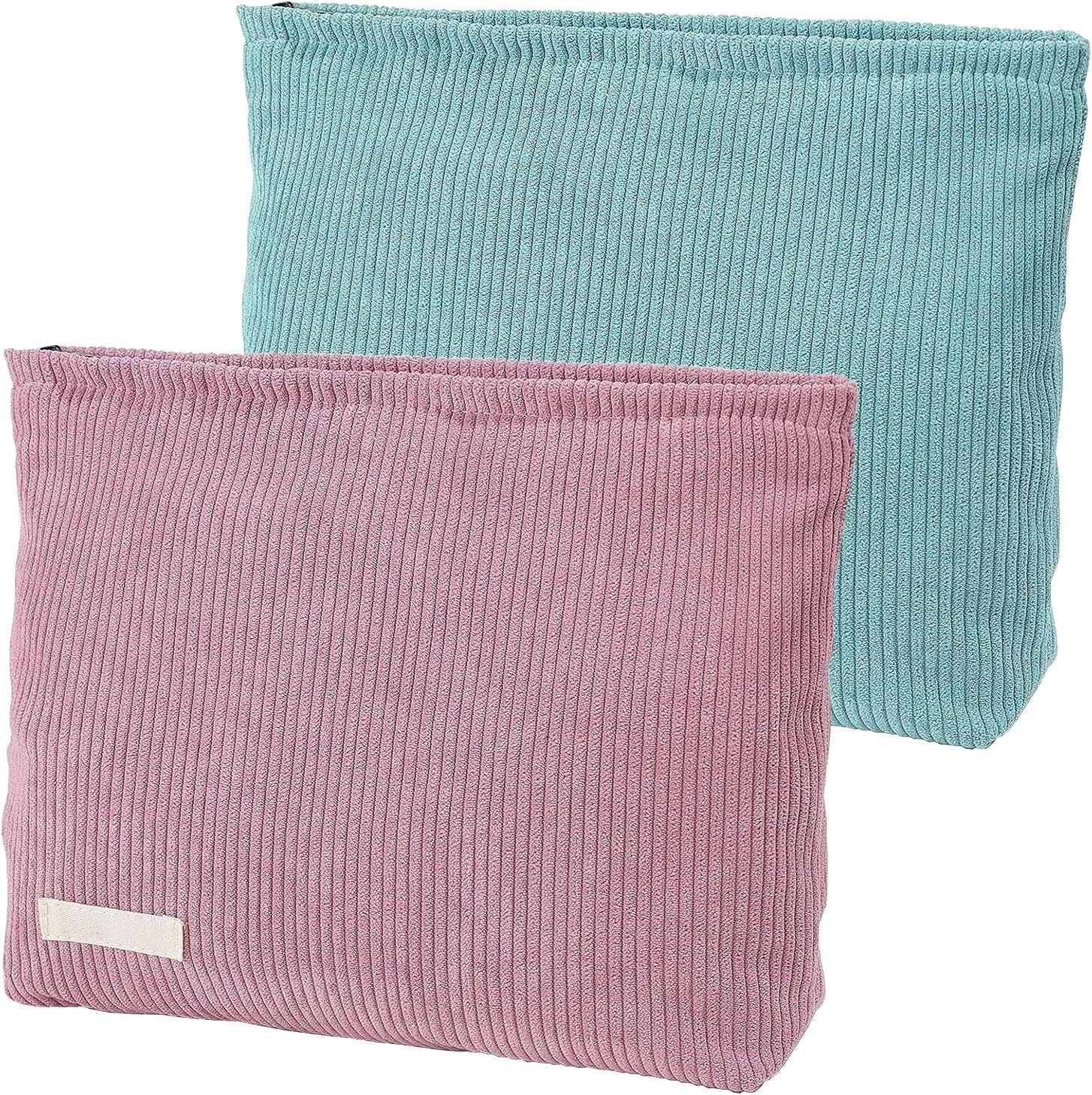 Cosmetic Bag Corduroy Makeup Bag,2Pcs Corduroy Cosmetic Bag Travel Makeup Bag