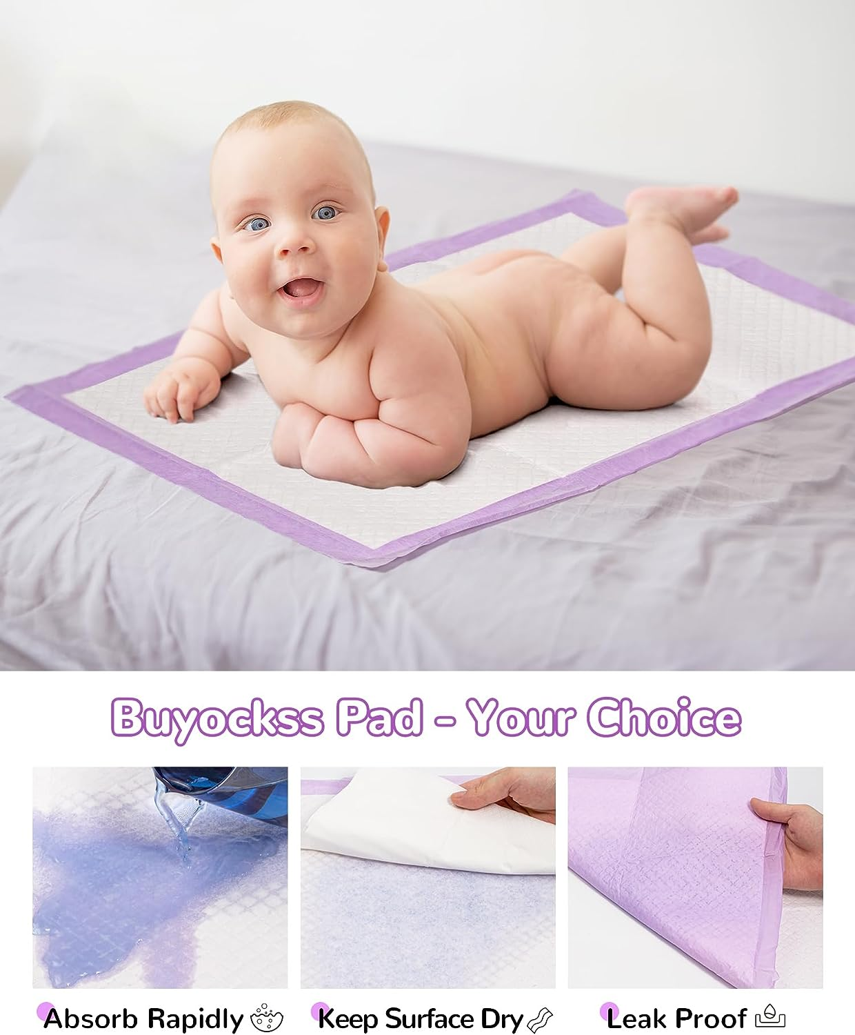 Baby Disposable Changing Pads 100 Pack Ultra Soft Waterproof Diaper Changing Liners 13 X 18 In image number 3