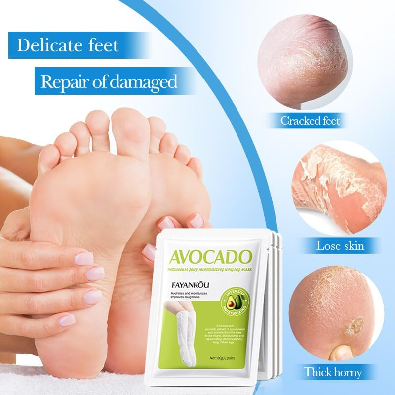 Avocado Moisturising Leg Mask, Exfoliating Foot Treatment, 5 Pairs