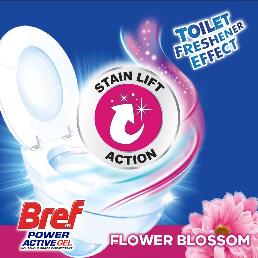Bref Power Active Gel Flower Blossom Toilet Cleaner 700Ml X 8 image number 2