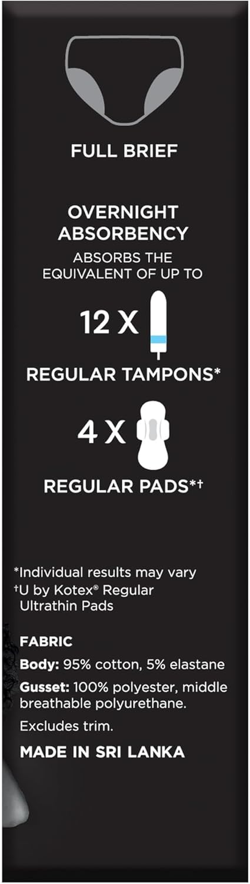 U by Kotex Thinx Period Undies Overnight Size 12 image number 3