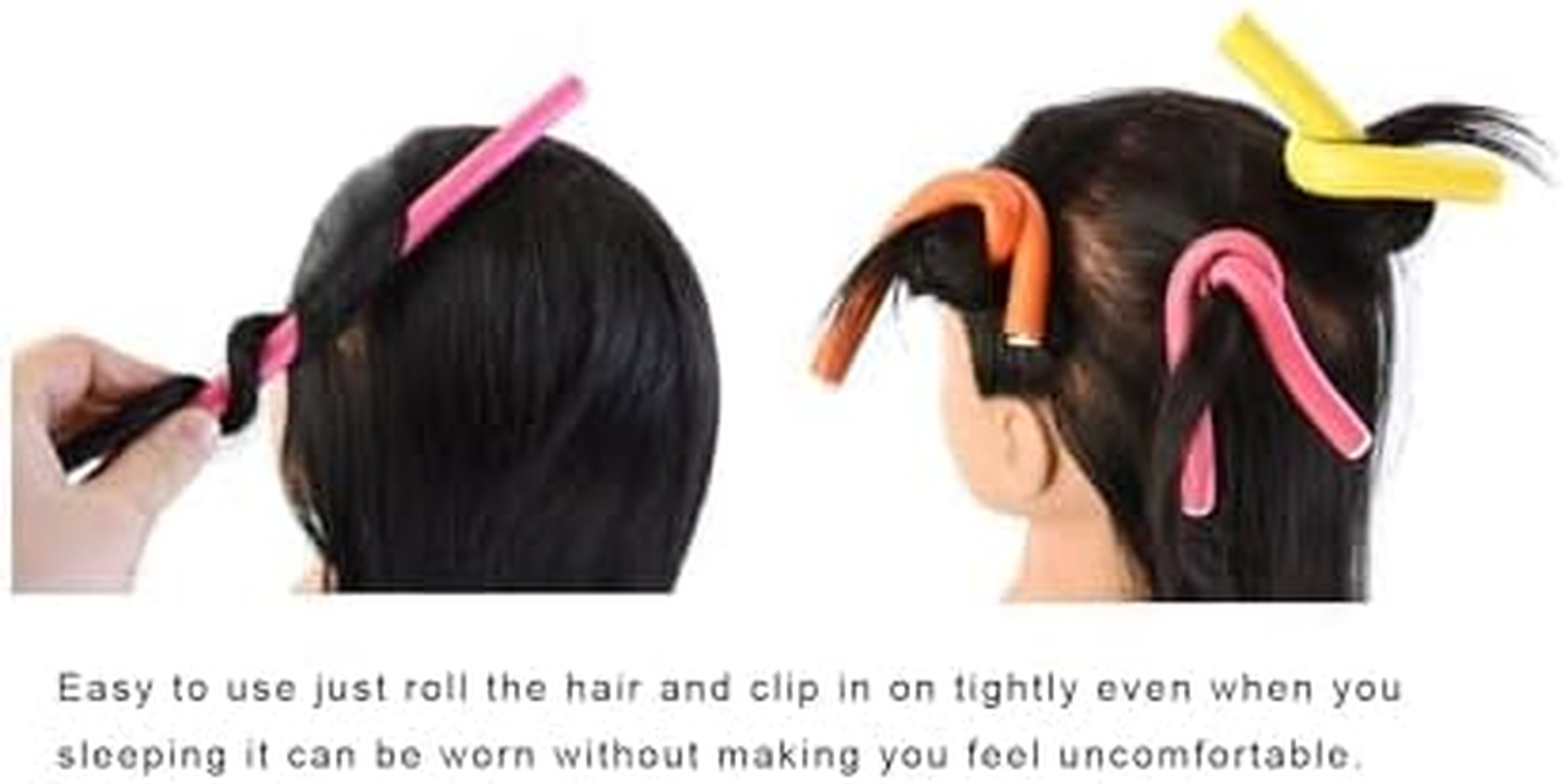 30 Pieces Flexi Curling Rods No Heat Hair Curlers 9.45 Inch Hair Curlers for Short, Medium and Long Hair (5 Colors) image number 4