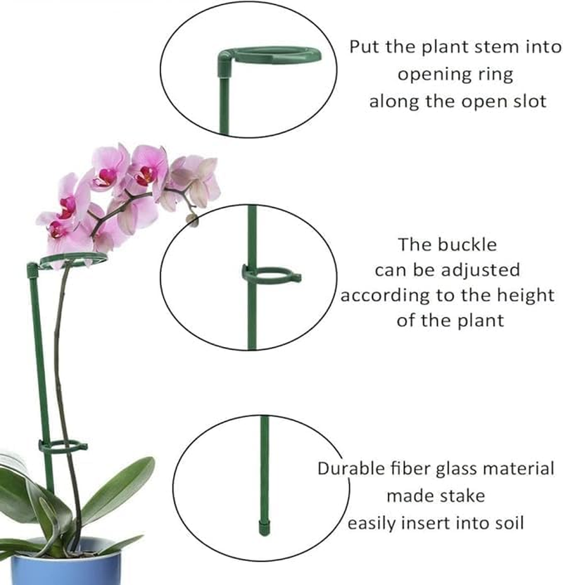 SYGELER Plant Stake Support,20 Pcs Plant Sticks,Adjustable Garden Stakes,Garden Green Bendable Single Stem Plant Support Stakes for Indoor and Outdoor Plants,Potted Plants,Flowers,Orchid image number 1