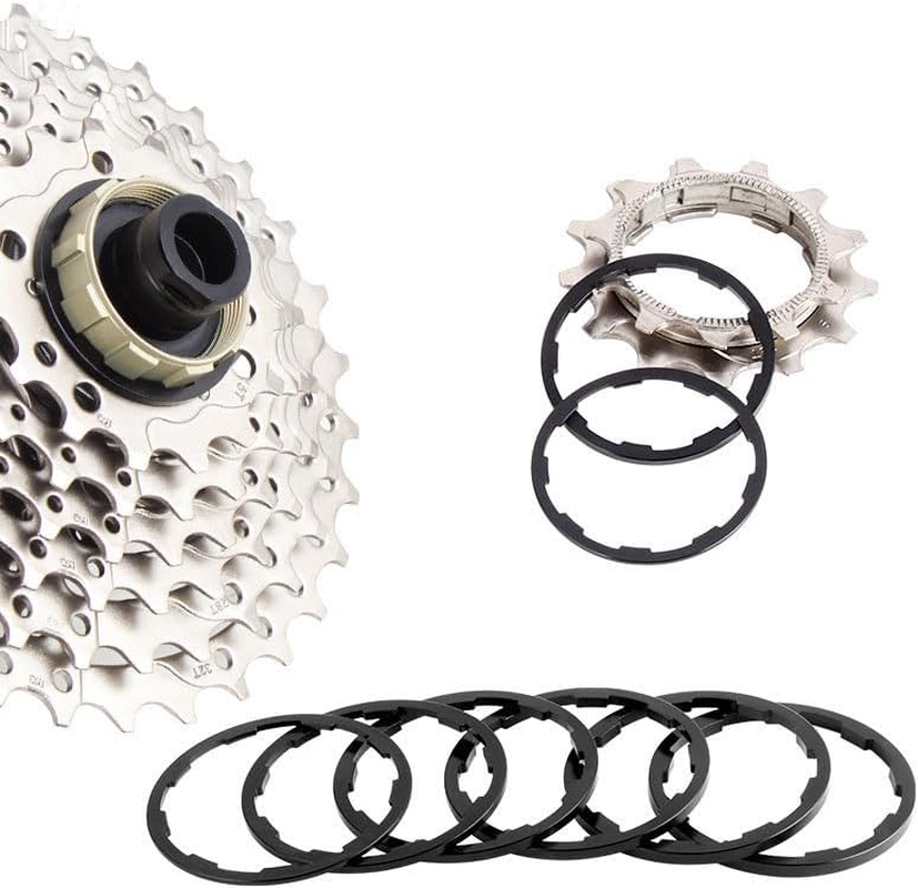 6Pcs Cassette Spacer Bicycle Flywheel Washer Spacer Bicycle Bottom Bracket Axle Washer 1Mm/1.5Mm/1.85Mm/2Mm/2.18Mm/2.35Mm Bike Cycling Flywheel Axle for MTB Road Mountain Bike