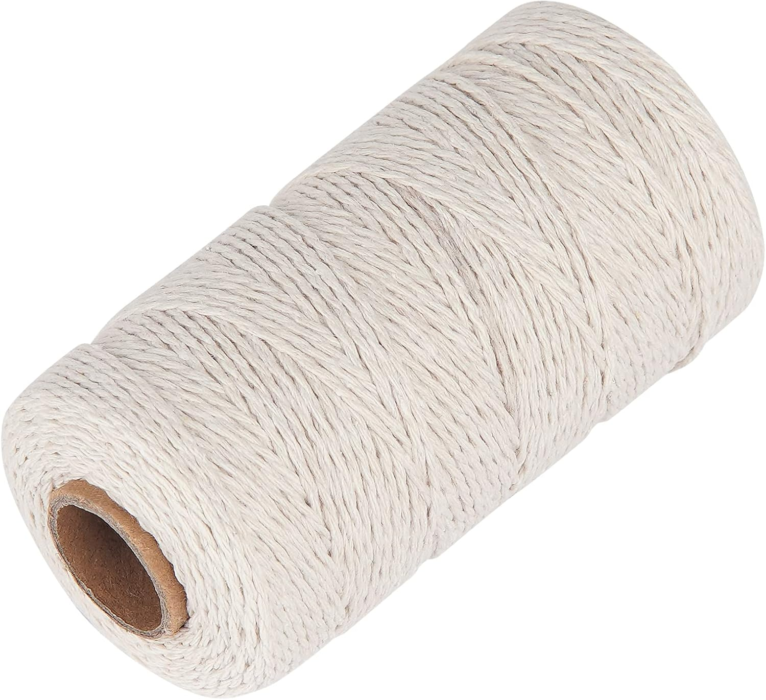 Ohtomber White Cotton Butchers Twine String - 328 Feet 2MM for Crafts, Bakers Twine, Kitchen Cooking Butcher Meat and Roasting, Gift Wrapping