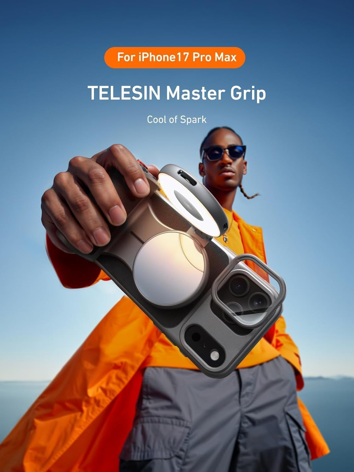 TELESIN Master Grip Kit for Iphone 17 Pro Max, Magnetic Phone Camera Grip with C03 Selfie Light + UV Filters +VND Filters, Creator Combo Built Wireless Charging - Cooling Graphene Case image number 6