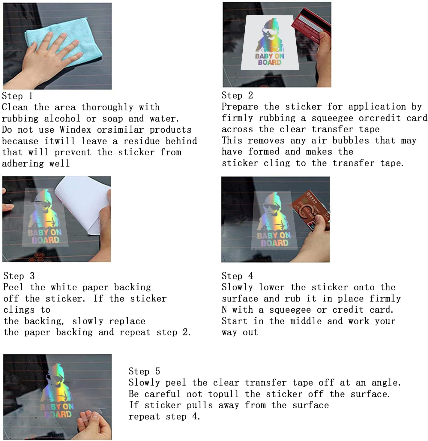 4Pcs Baby on Board Sticker for Cars Baby Safety Warning Sign Colorful Reflective Sign Stickers Car Rear Window Stickers Strong Adhesive Waterproof Sunscreen image number 3