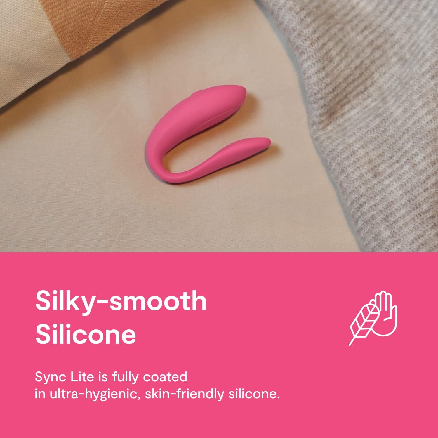 We-Vibe Sync Lite Couples Vibrator &ndash; App Controlled C-Shape Vibrator &ndash; Wearable Vibrating Couples Adult Sex Toy &ndash; G-Spot and Clitoris Dual Stimulation &ndash; USB Rechargeable - Coral Pink - Pink image number 4