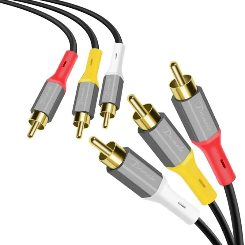 DREMAKE Audio Video 3RCA Cable 3Ft/1M, 3RCA Male to 3RCA Male 24K Gold Plated Composite AV Cable Cord Compatible with HDTV, Set-Top Box, Speaker, Home Theater, Amplifier, DVD Player, Hi-Fi Systems image number 5