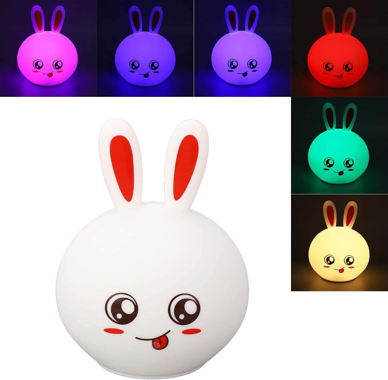Rabbit Night Light Colorful Lighting Lamp for Bedroom Office Table Living Room Animal Design Home Decoration Comfortable Soft Bright Premium Material image number 5