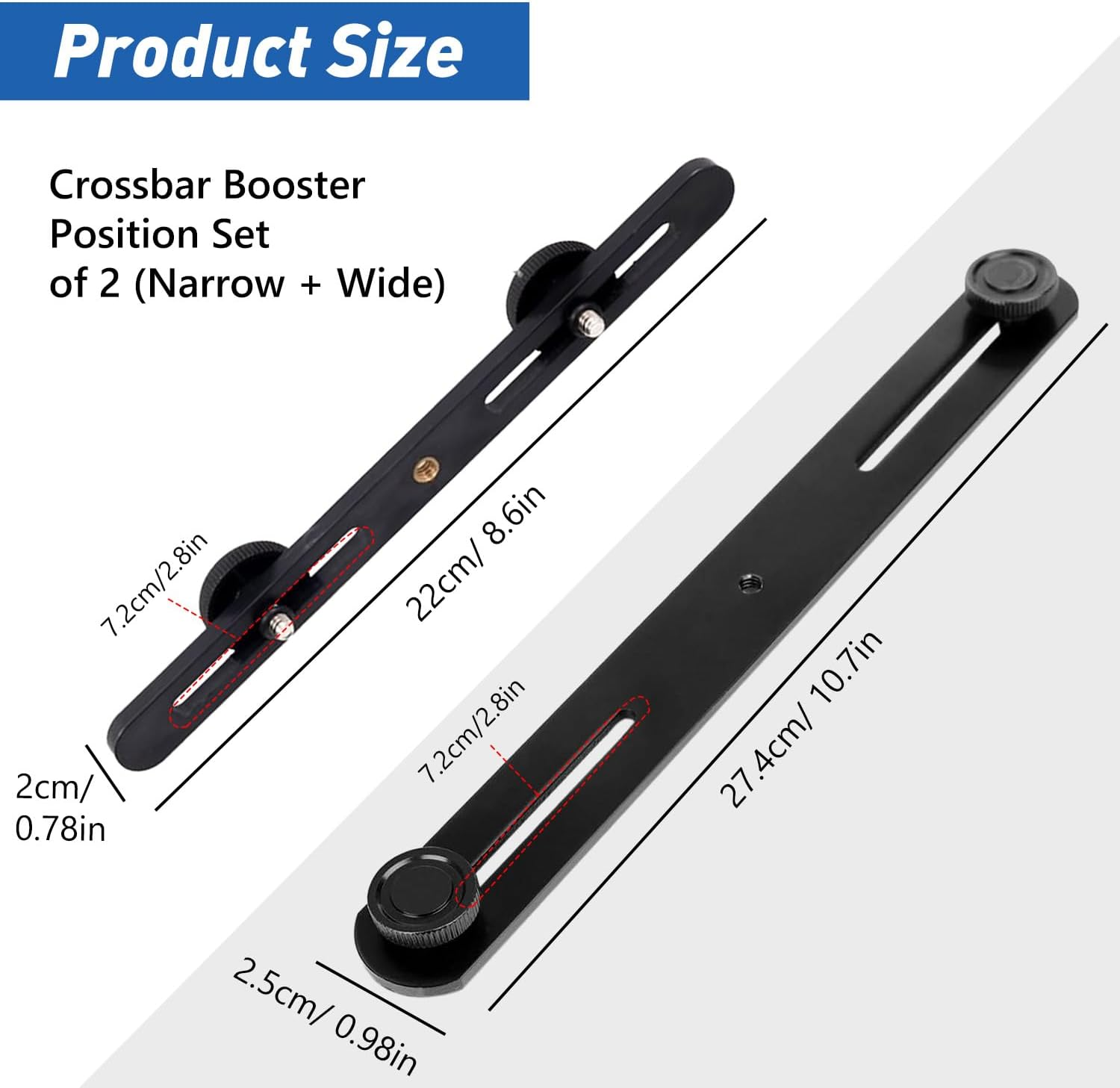 TORMEN Dual Flash Bracket Camera Mount Adjustable Extension Bar for DSLR Camera LED Light (2 Pcs Wide and Narrow) image number 2