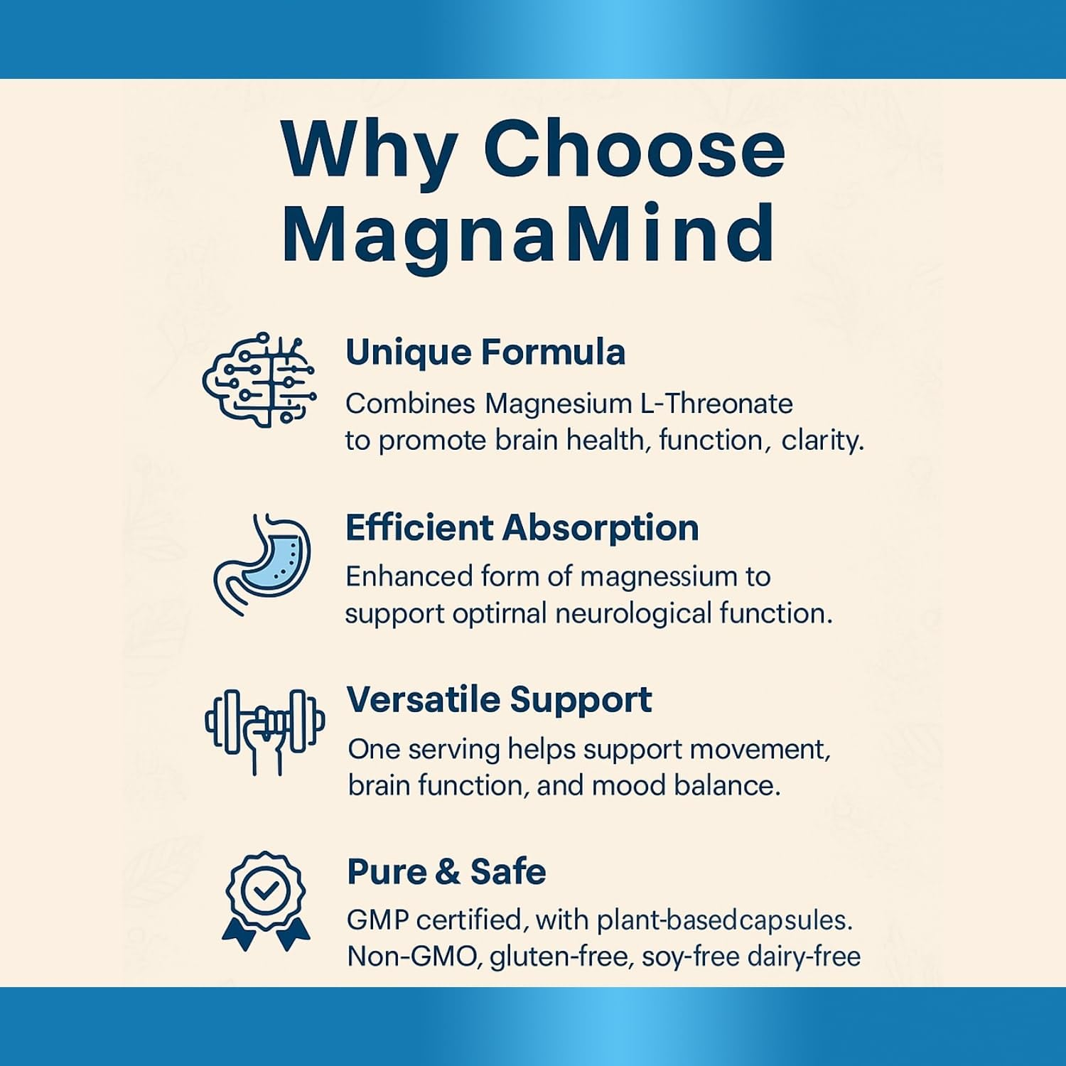 Magnesium L-Threonate 2000Mg | 90 Vegan Capsules | 144Mg Elemental Magnesium per Serving | Non-Gmo & Gluten-Free by Glowbelly image number 6