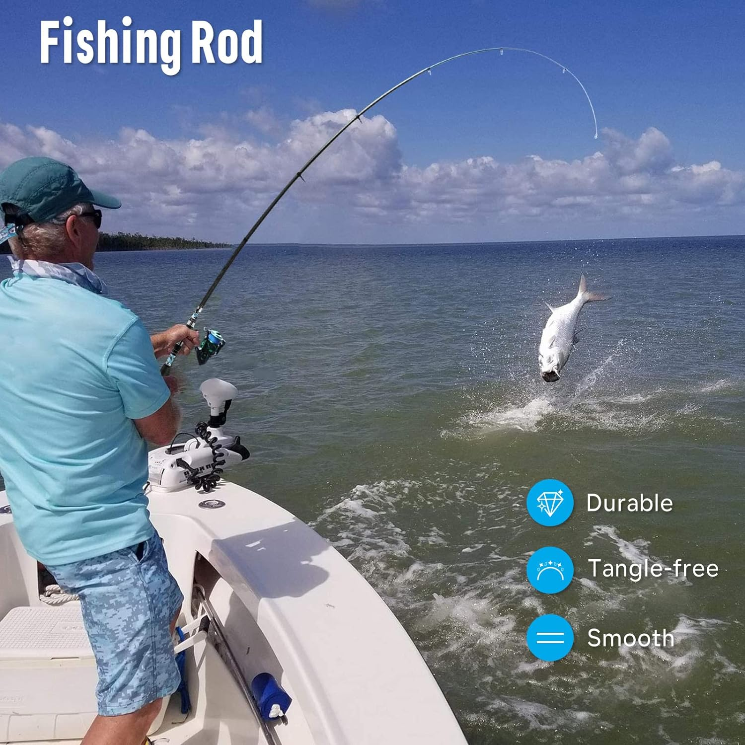 KOMCLUB Fishing Rods 1.8M/2.1M/2.4M/2.7M Telescopic Fishing Rod Fishing Poles for Sea Saltwater Freshwater, Smooth Fiberglass Blanks, Stainless Line Guides and Ceramic Rings, Soft EVA Handle image number 3