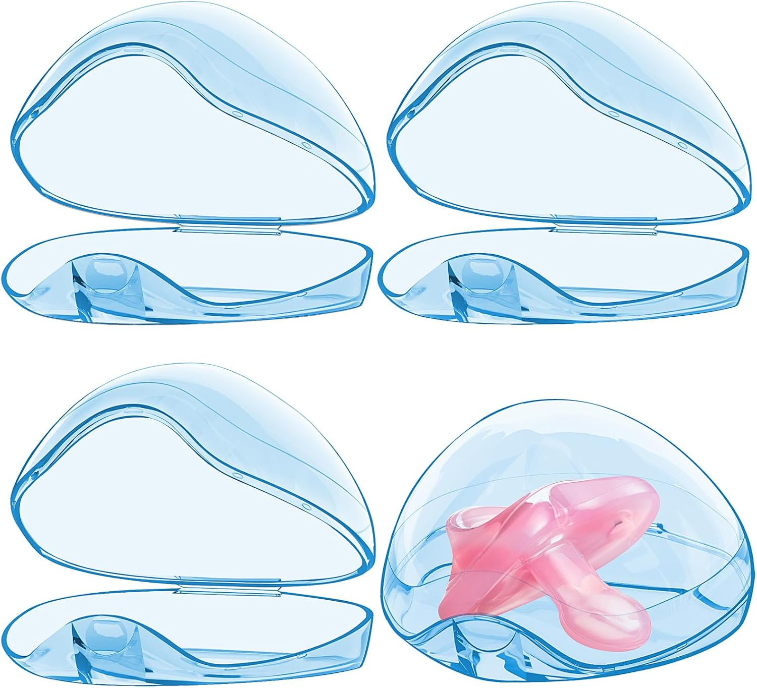 Smlpuame Pacifier Case,4 Pack BPA Free Pacifier Holder Case,Transparent Container Box for Baby Binky（Not Included,Essential Pacifier Accessories,Alway Keep Paci Clean,Easy to Clean(Pink)