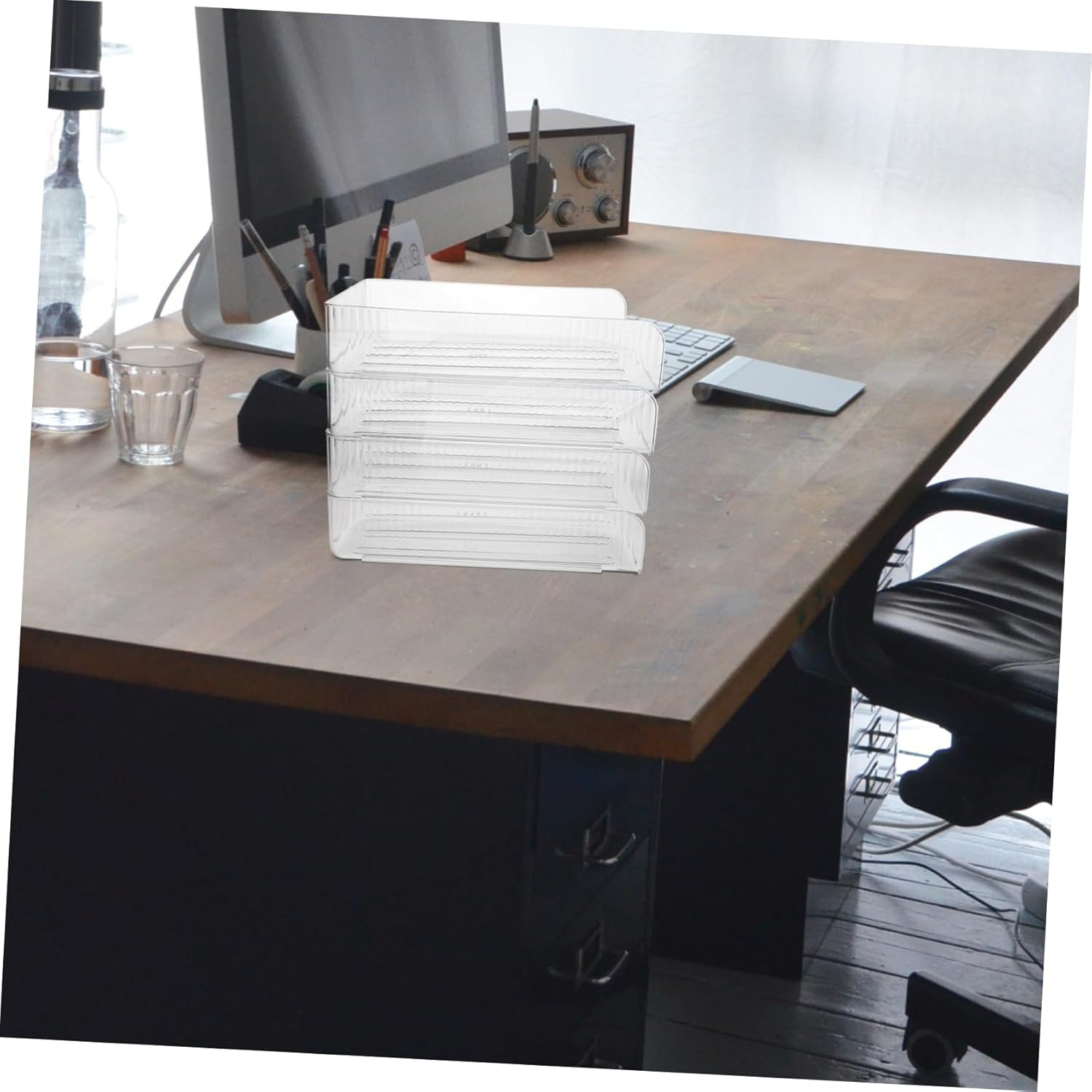 NAMOARLY 4Pcs Desk Organizer Paper Storage Tray Stackable Storage Boxes for Office Home Office Accessories image number 2