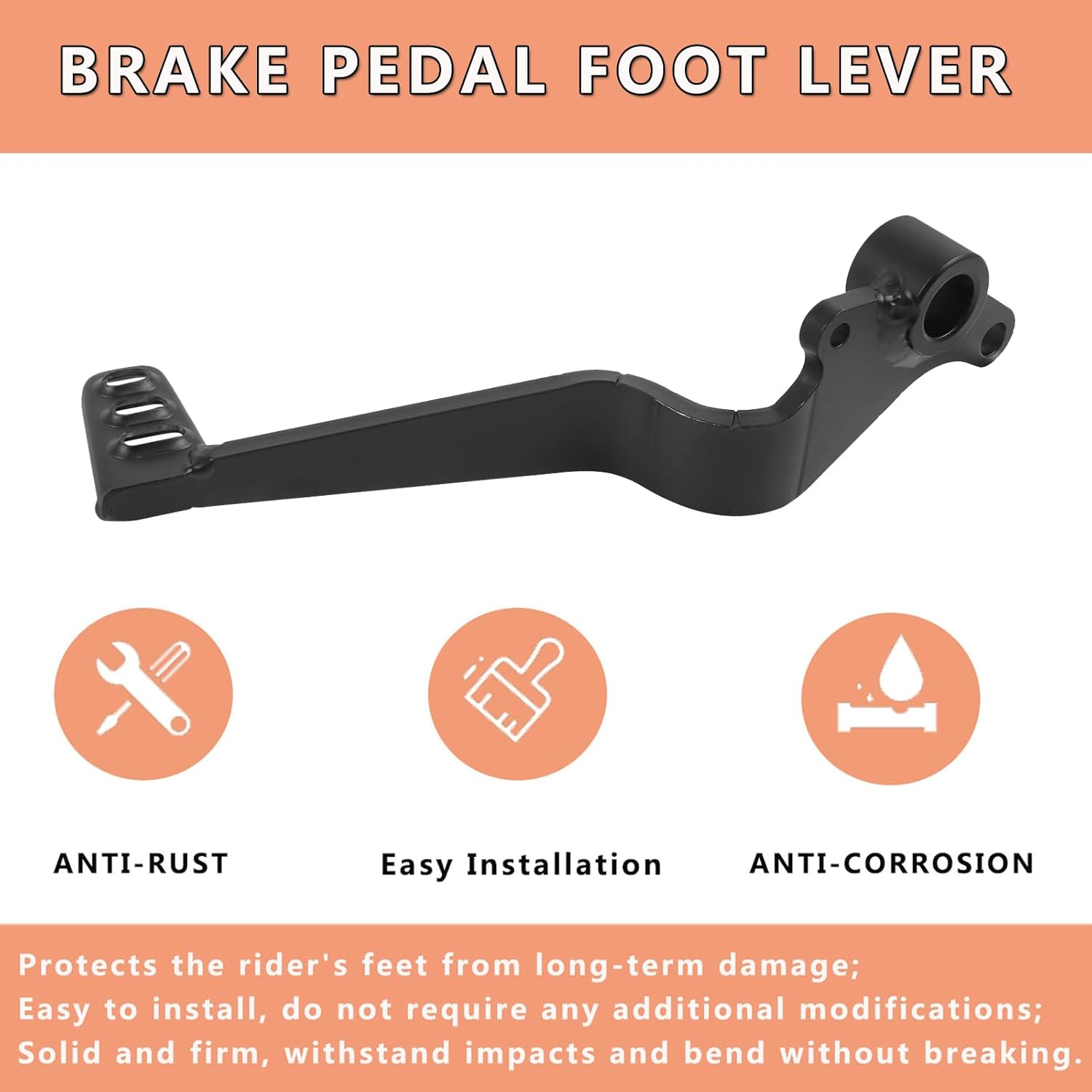 Motorcycle Brake Pedal Foot Lever Replacement for Kawasaki Ninja 300 Ninja 250R Z250 Z300 Rear Brake Lever (Black) image number 4